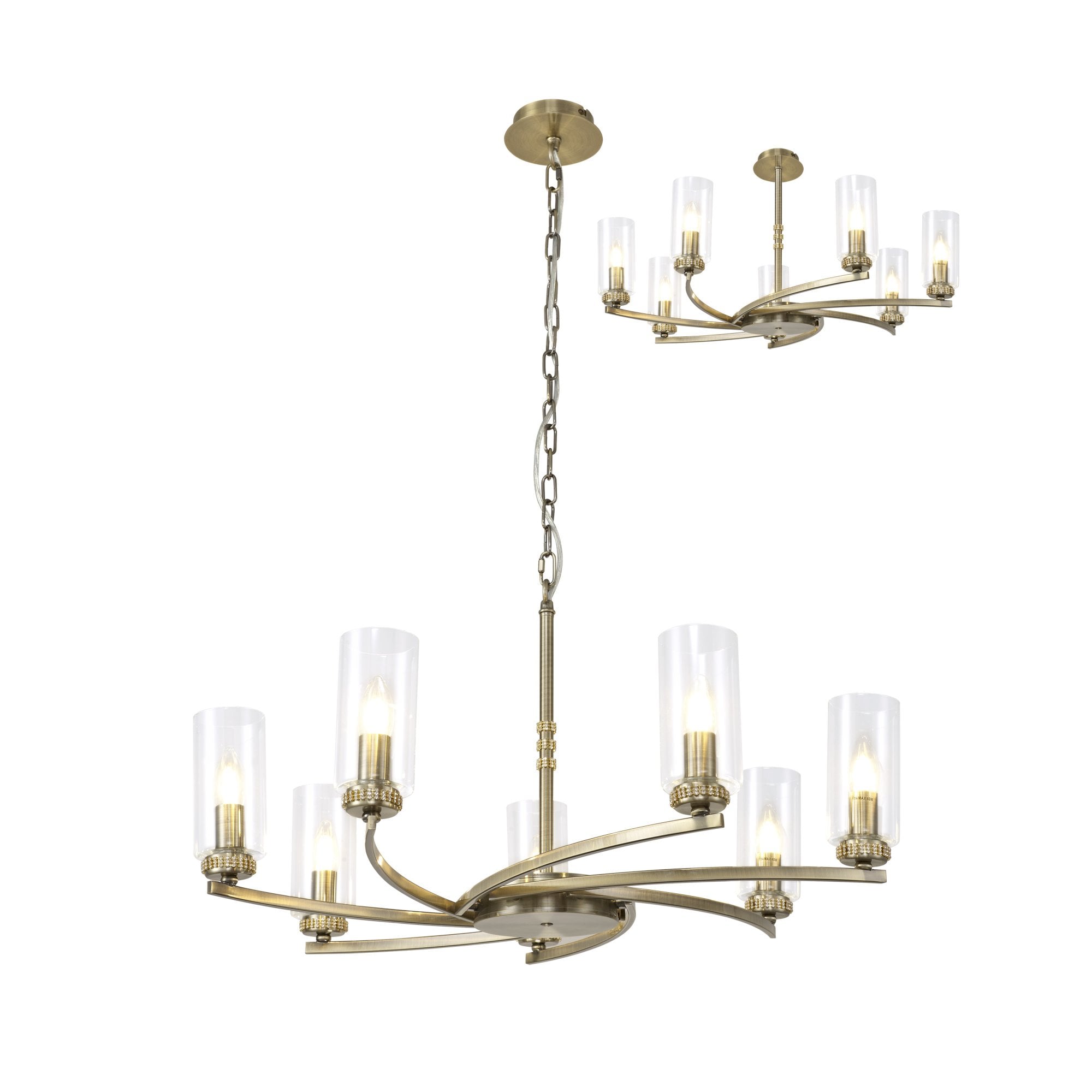 Fabula Heathcote 7 Light Pendant/Semi-Flush Light - Antique Brass