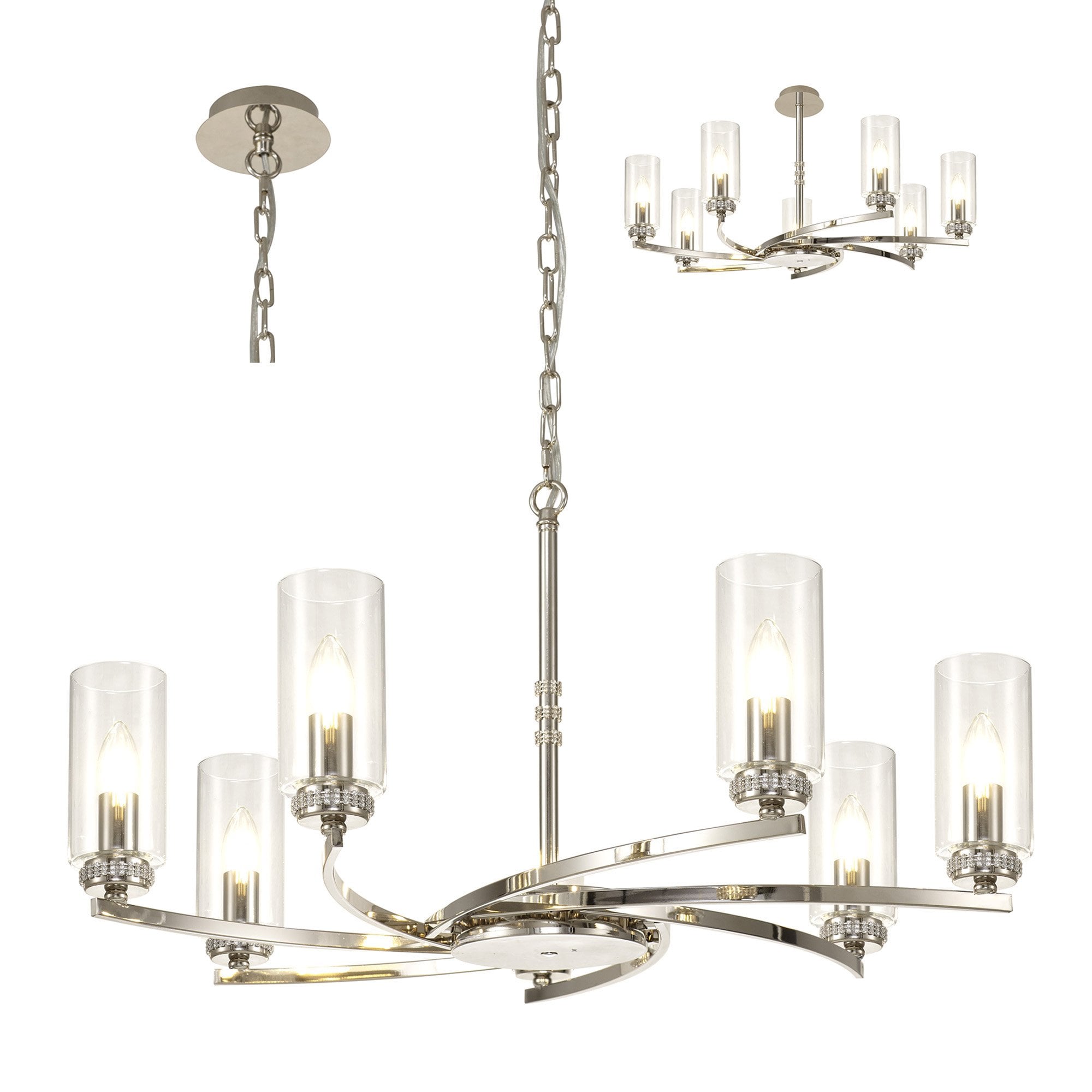 Fabula Heathcote 7 Light Pendant/Semi-Flush Light - Polished Nickel