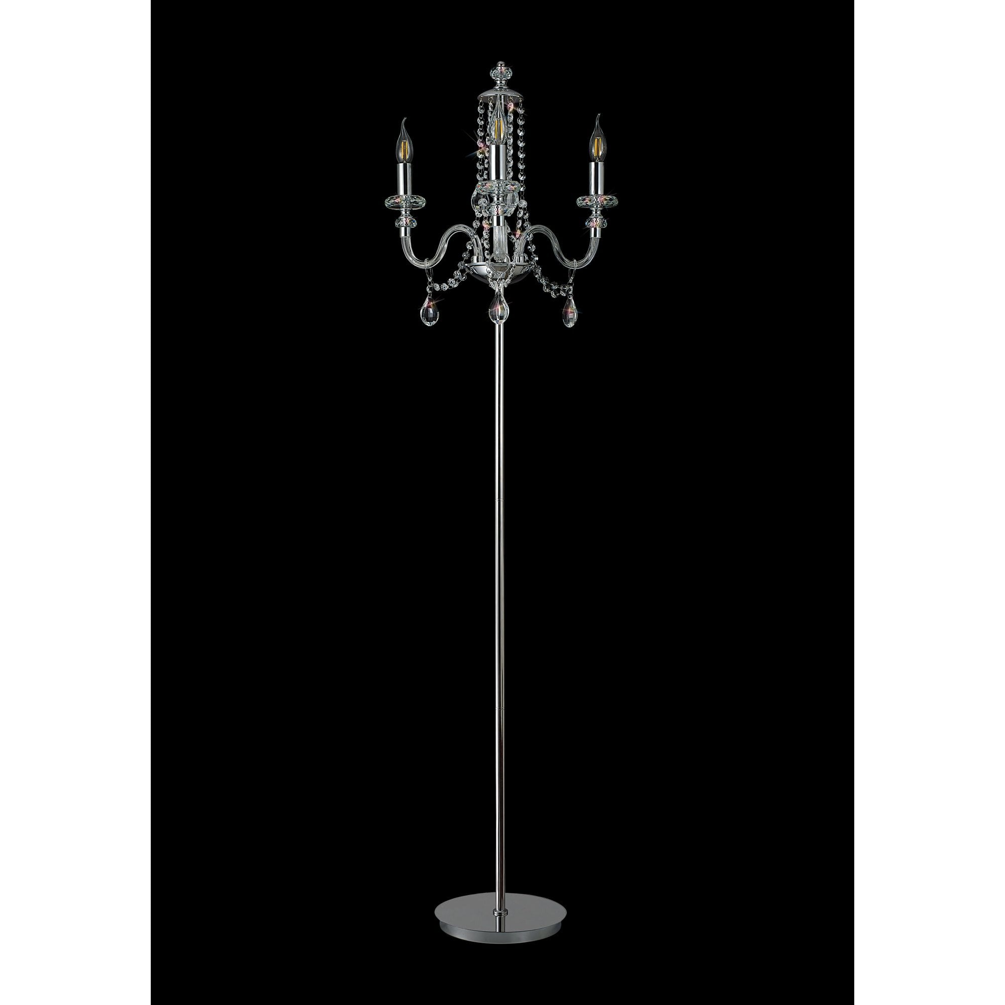 Fabula Hickman 3 Light Floor Lamp - Polished Chrome, Clear Glass & Crystal