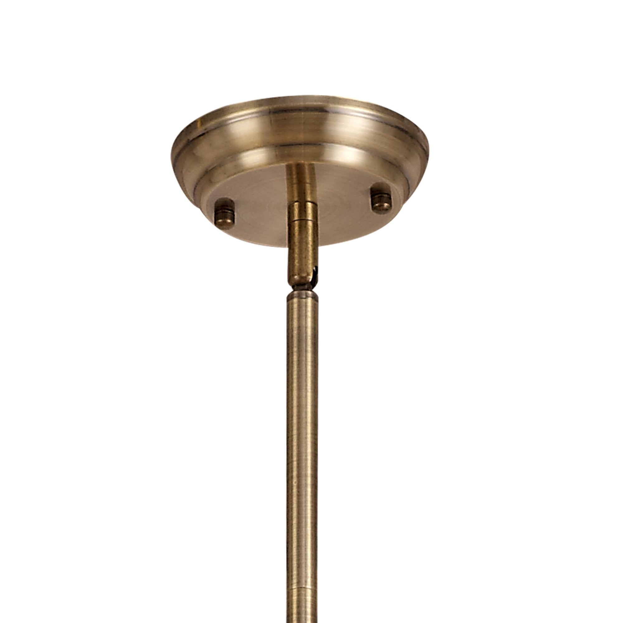 Fabula Hornbeam 3 Light Linear Antique Brass Pendant - 30cm Tiffany Shade - Purple & Pink