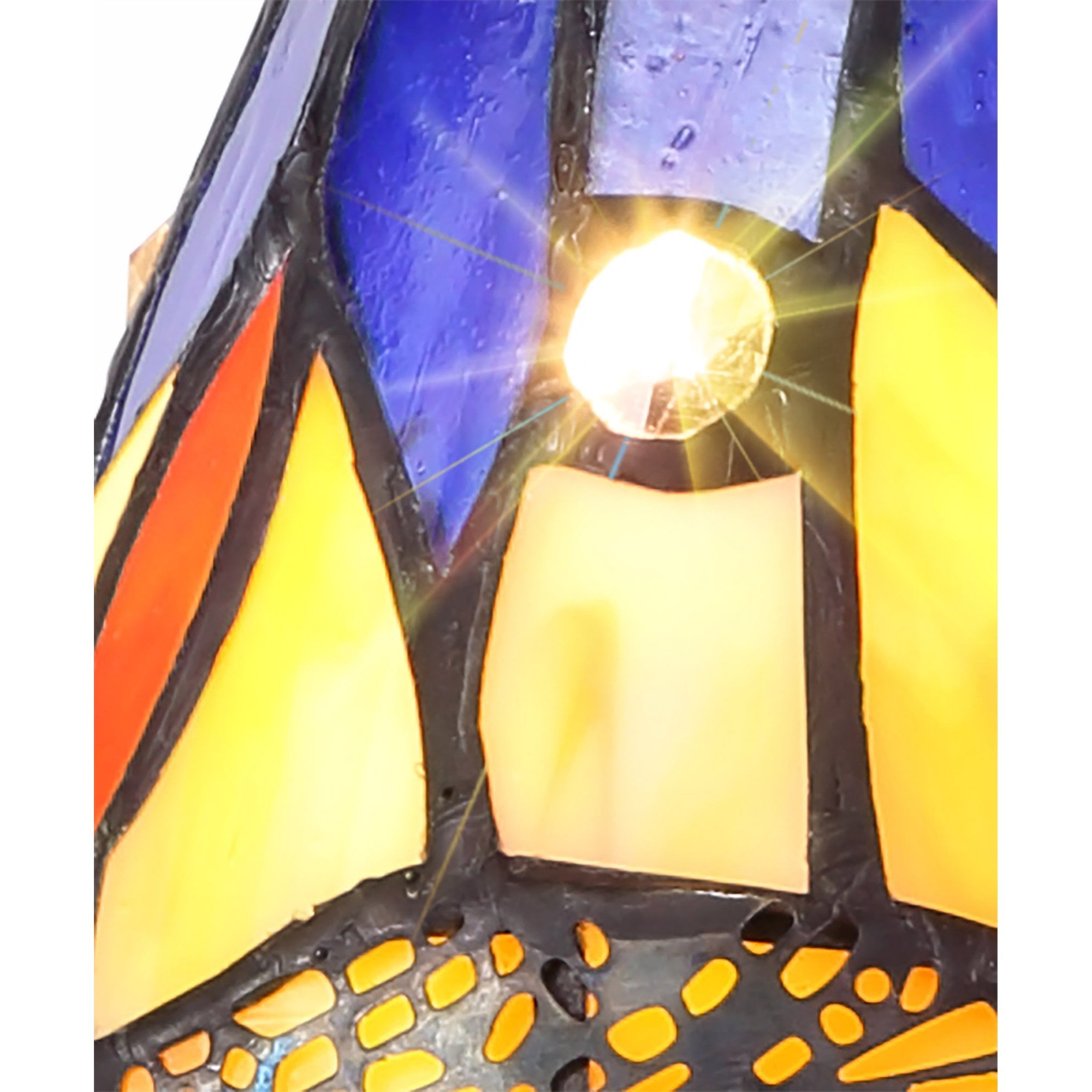 Fabula Hornbeam Single Tiffany Table Lamp - Blue & Orange