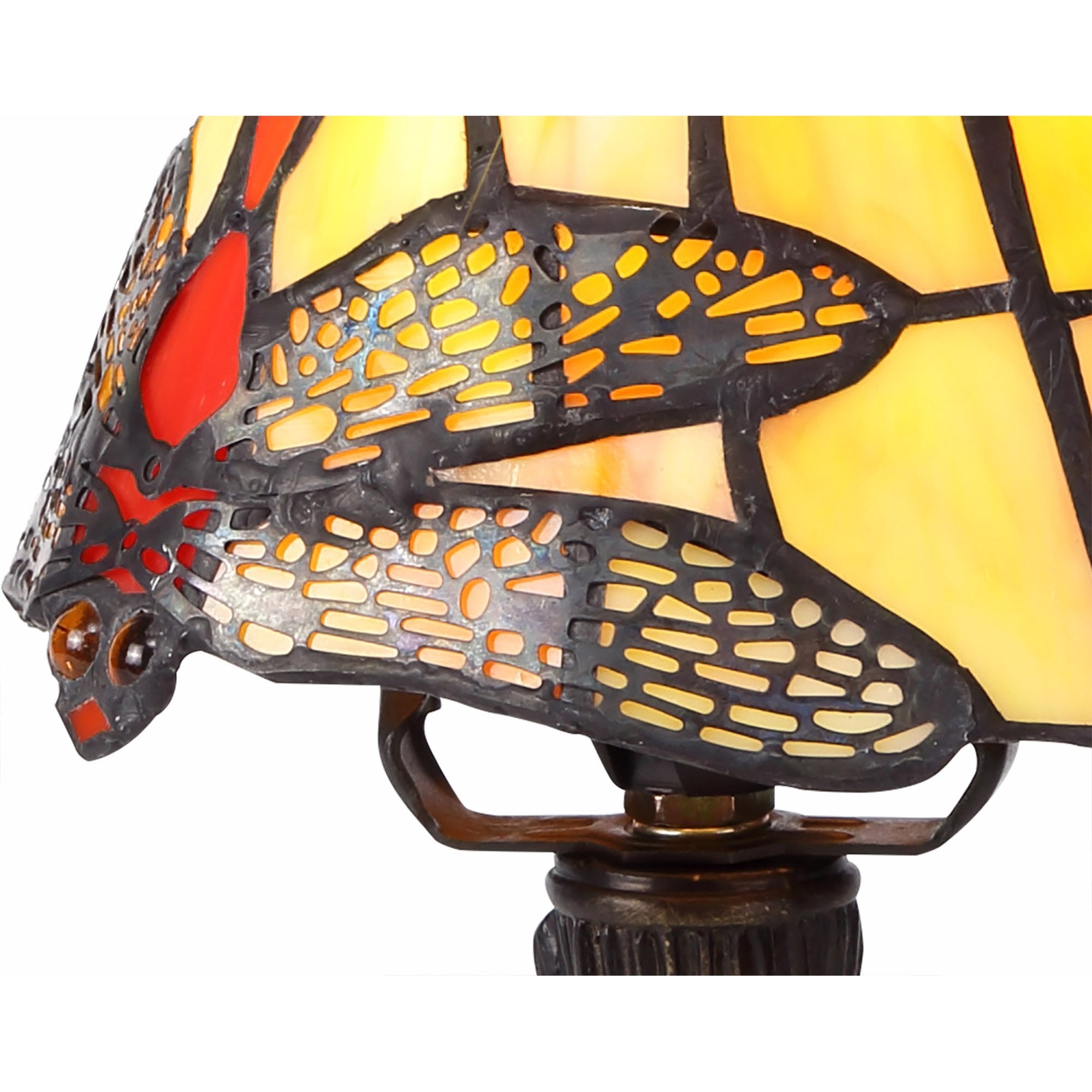 Fabula Hornbeam Single Tiffany Table Lamp - Blue & Orange