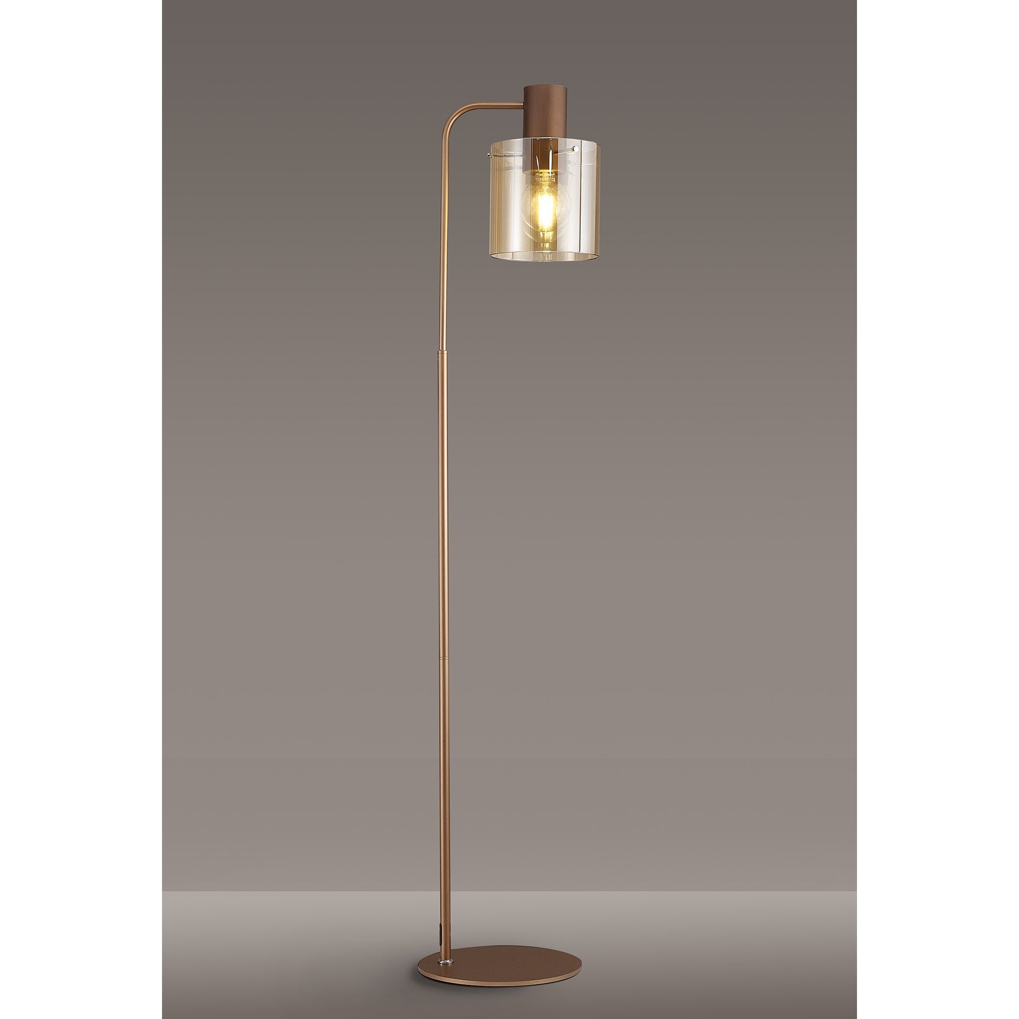 Fabula Kendon Large Single Floor Lamp - Mocha & Amber Glass