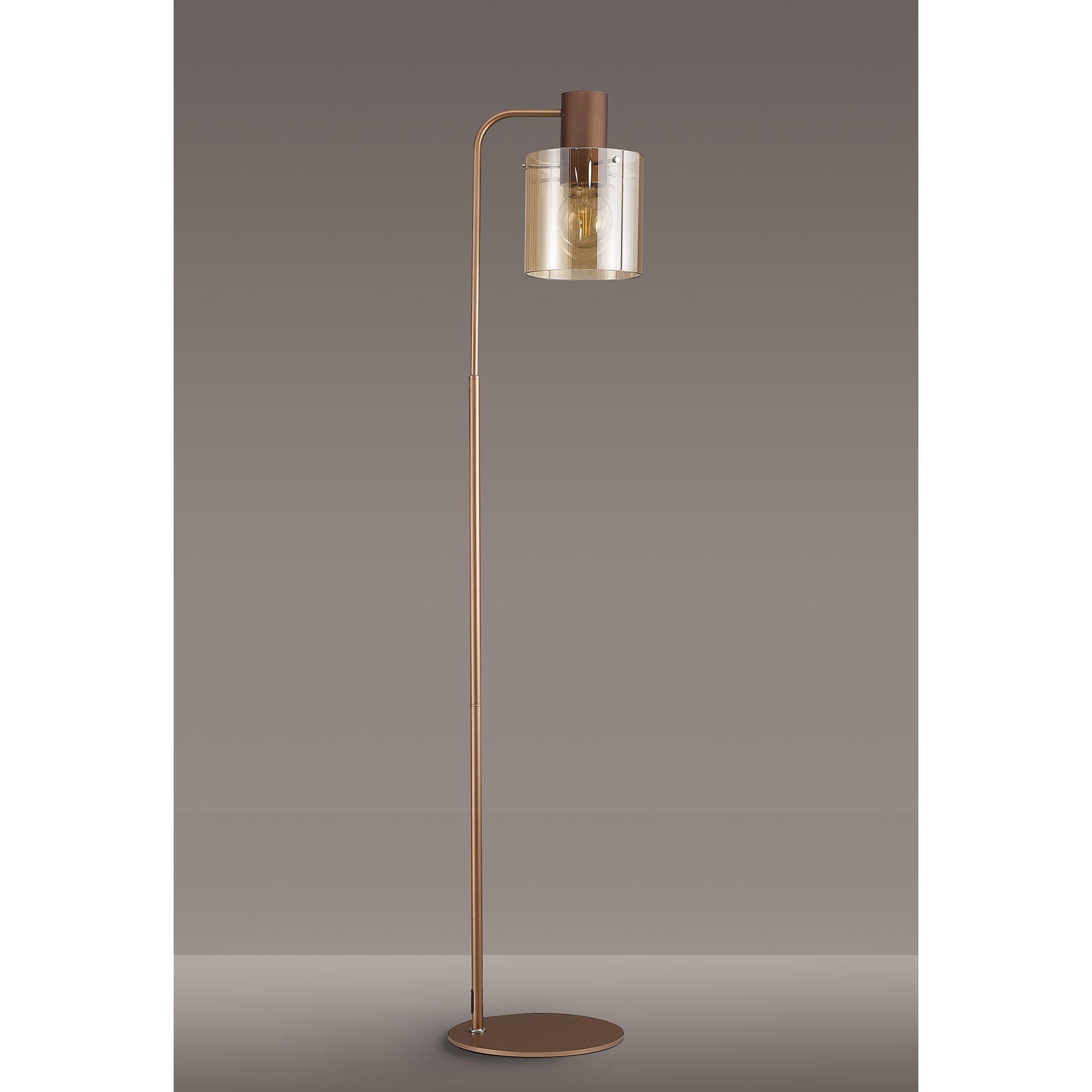 Fabula Kendon Large Single Floor Lamp - Mocha & Amber Glass