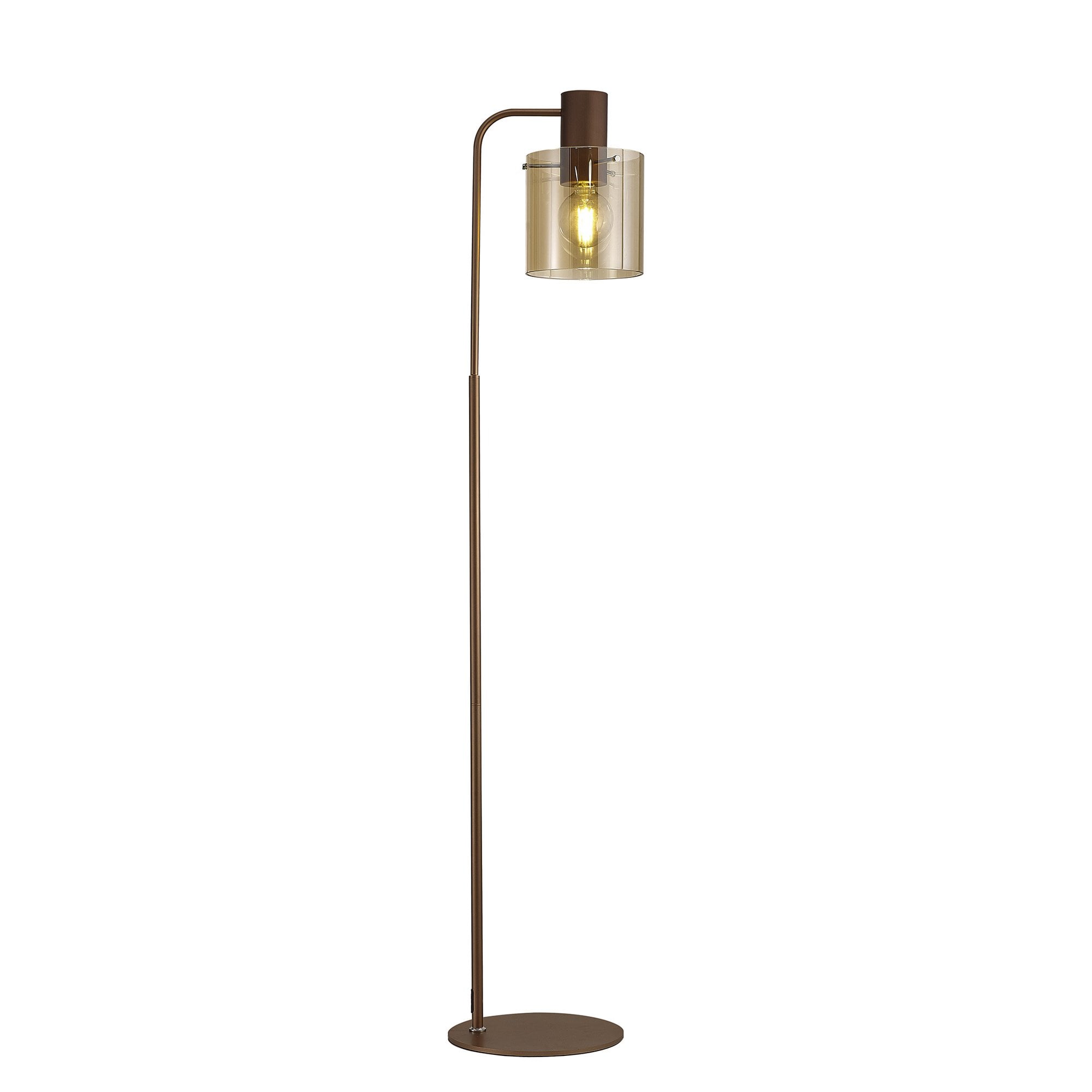 Fabula Kendon Large Single Floor Lamp - Mocha & Amber Glass