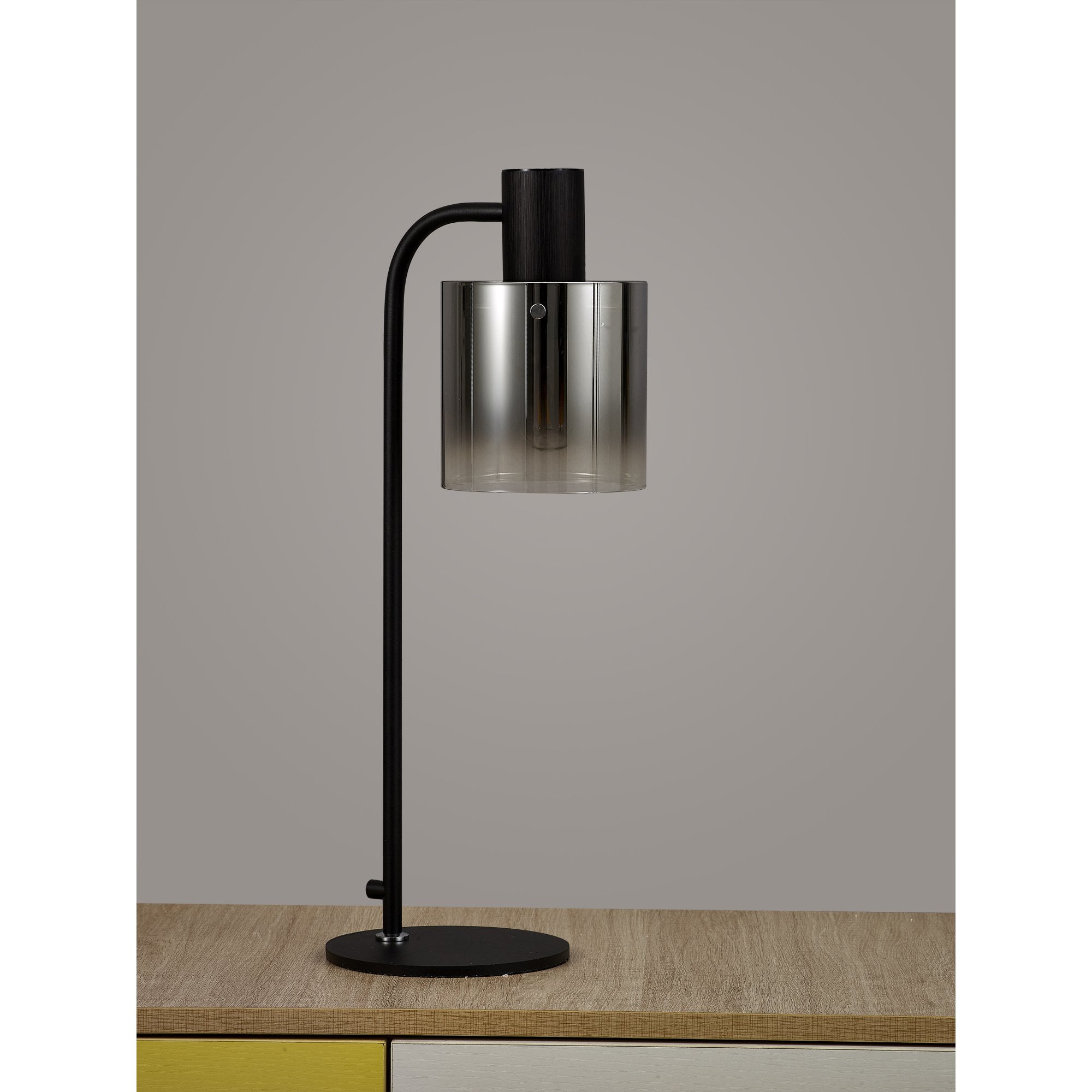 Fabula Kendon Large Single Table Lamp - Black & Smoke Fade Glass