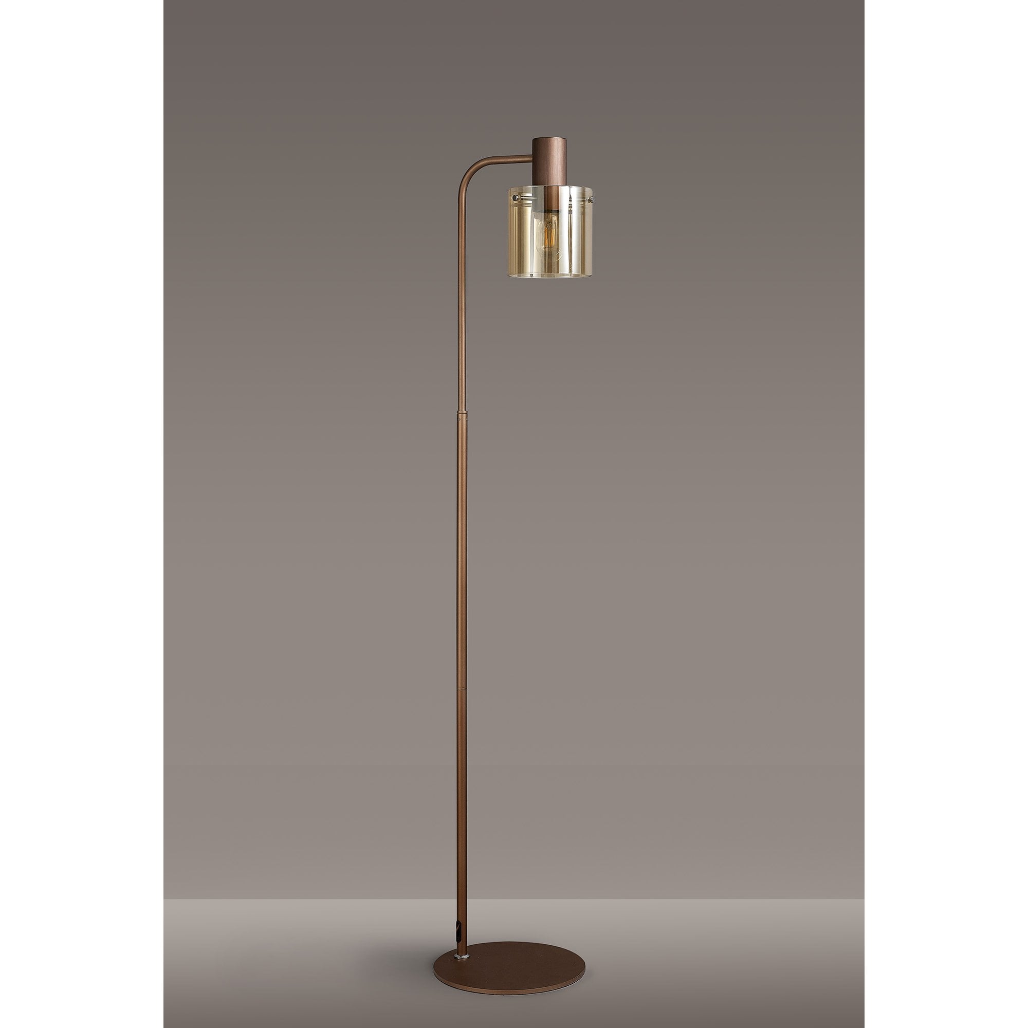 Fabula Kendon Single Floor Lamp - Mocha & Amber Glass