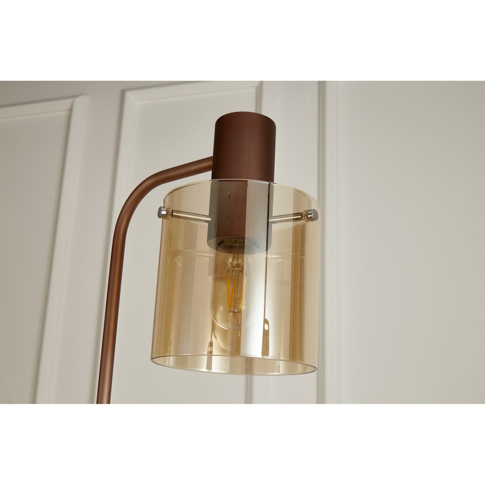 Fabula Kendon Single Floor Lamp - Mocha & Amber Glass