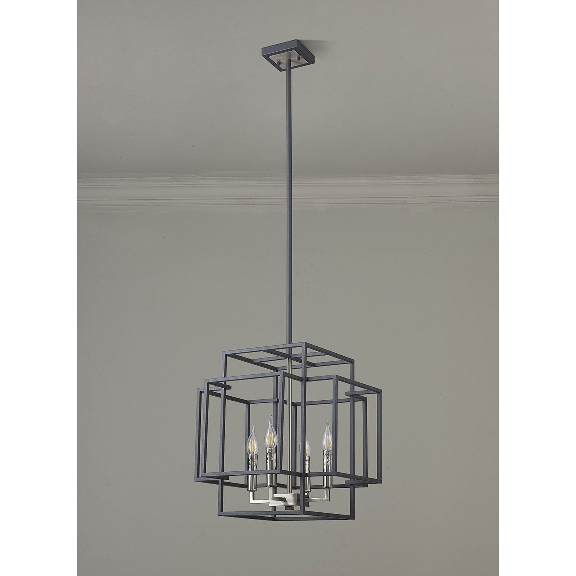 Fabula Kimberley 4 Light Pendant - Anthracite & Satin Nickel