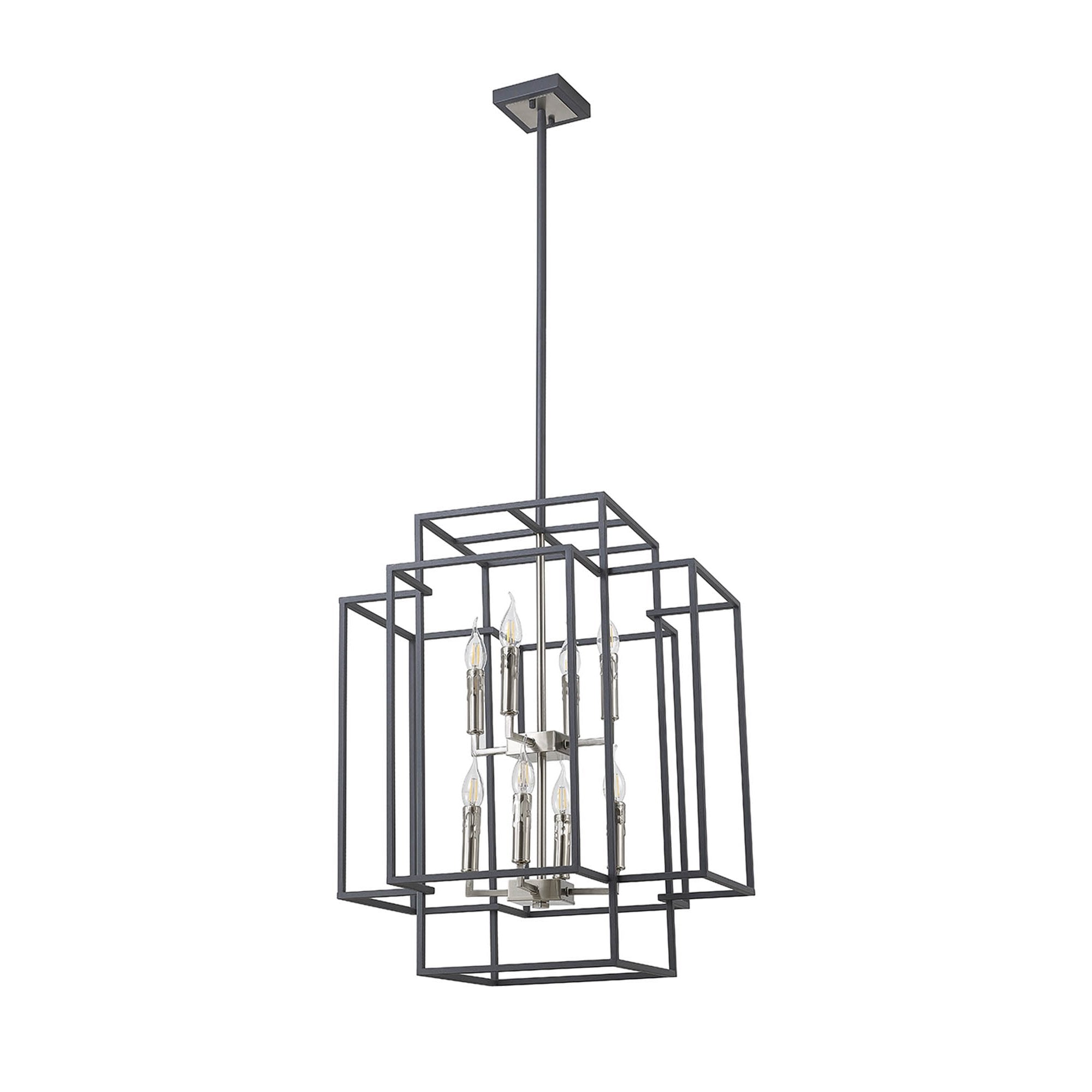 Fabula Kimberley 8 Light Pendant - Anthracite & Satin Nickel