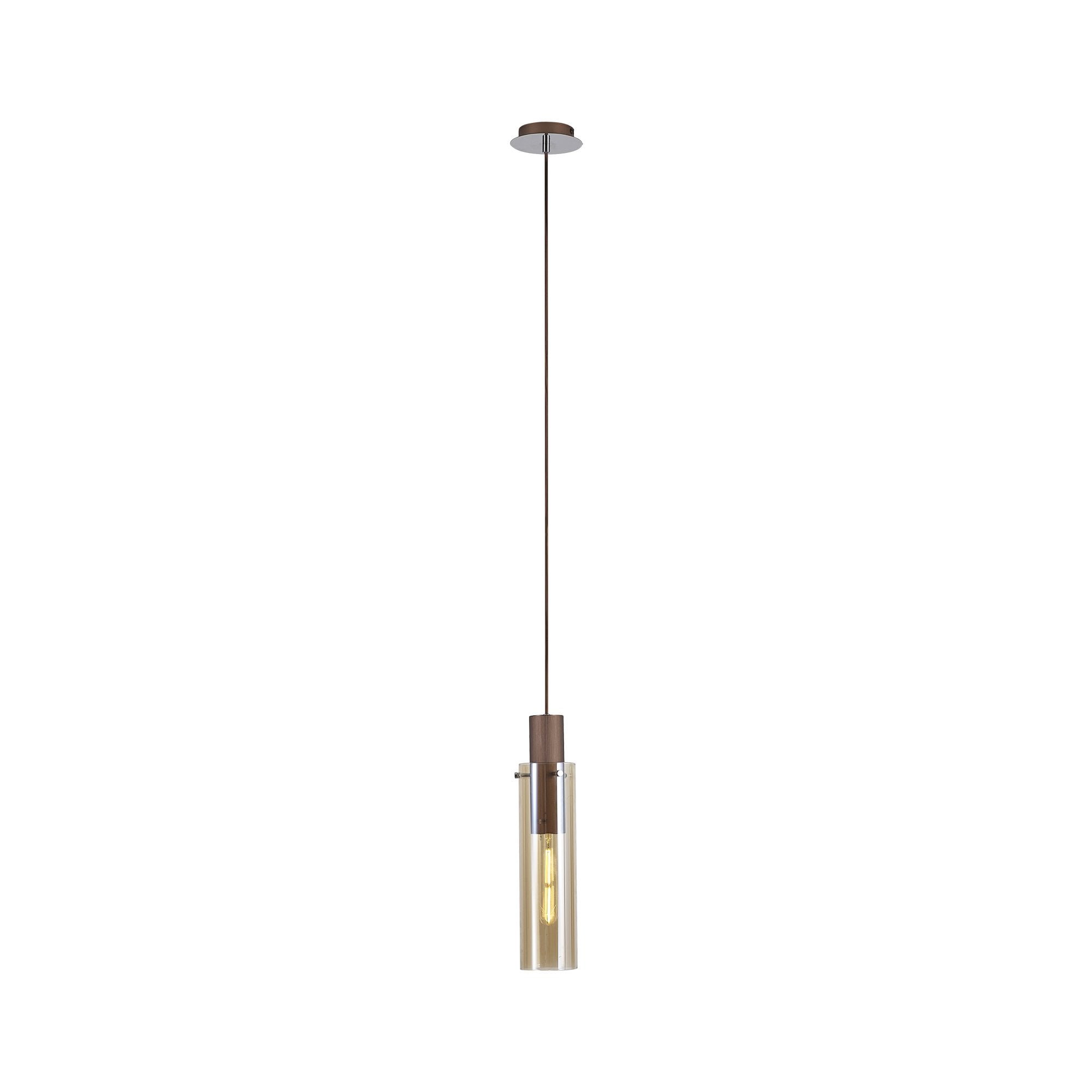 Fabula Kingfisher Single Adjustable Pendant - Mocha & Amber Glass