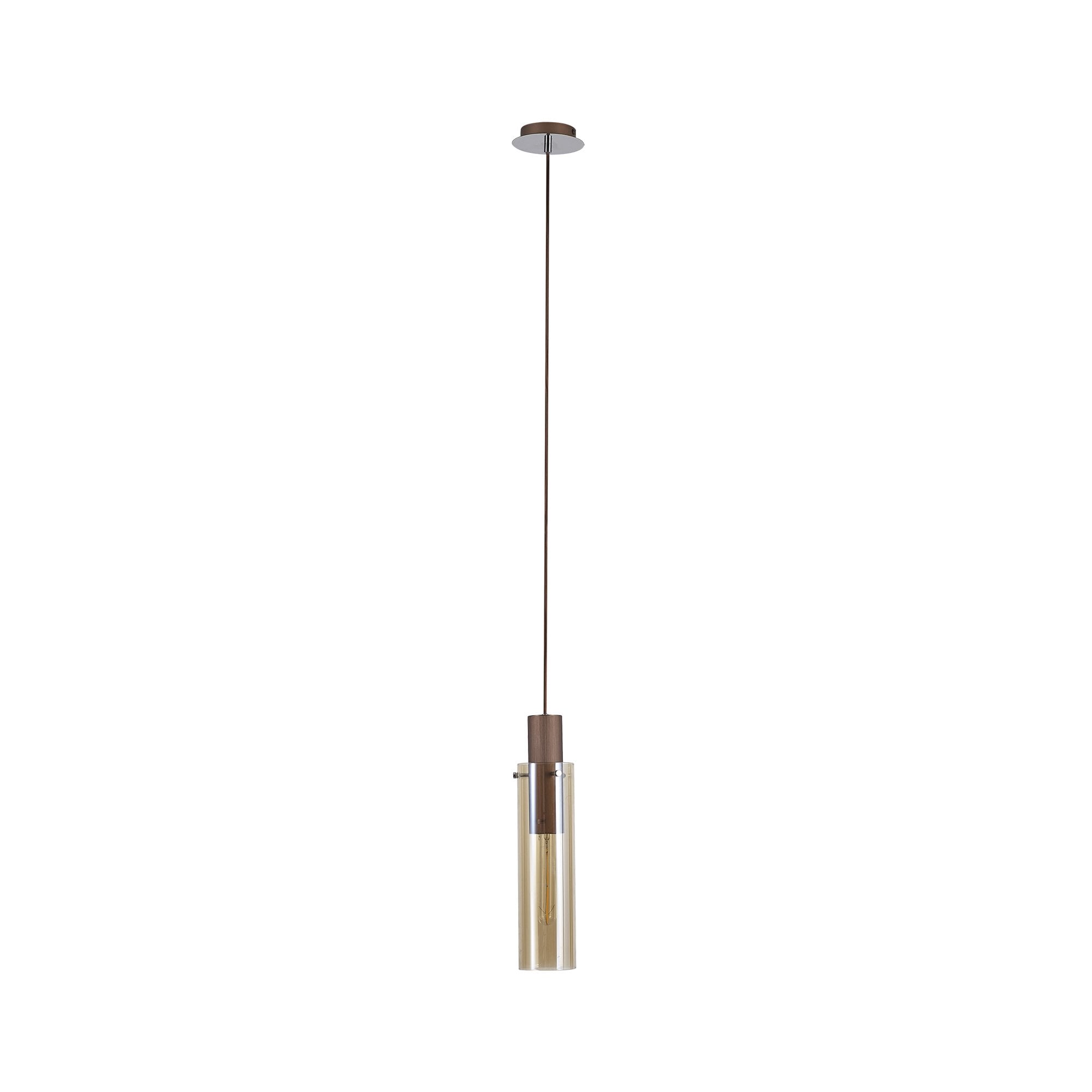 Fabula Kingfisher Single Adjustable Pendant - Mocha & Amber Glass