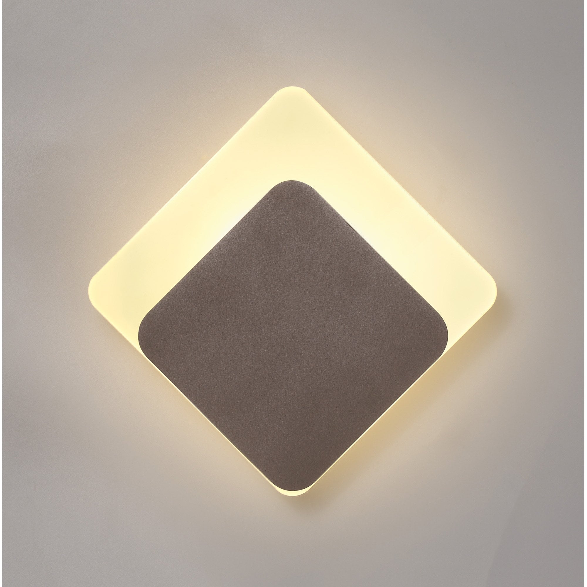 Fabula Kingsley Magnetic Base LED Wall Lamp - 15/19cm Diamond - Bottom Offset - Coffee & Acrylic Frosted Diffuser