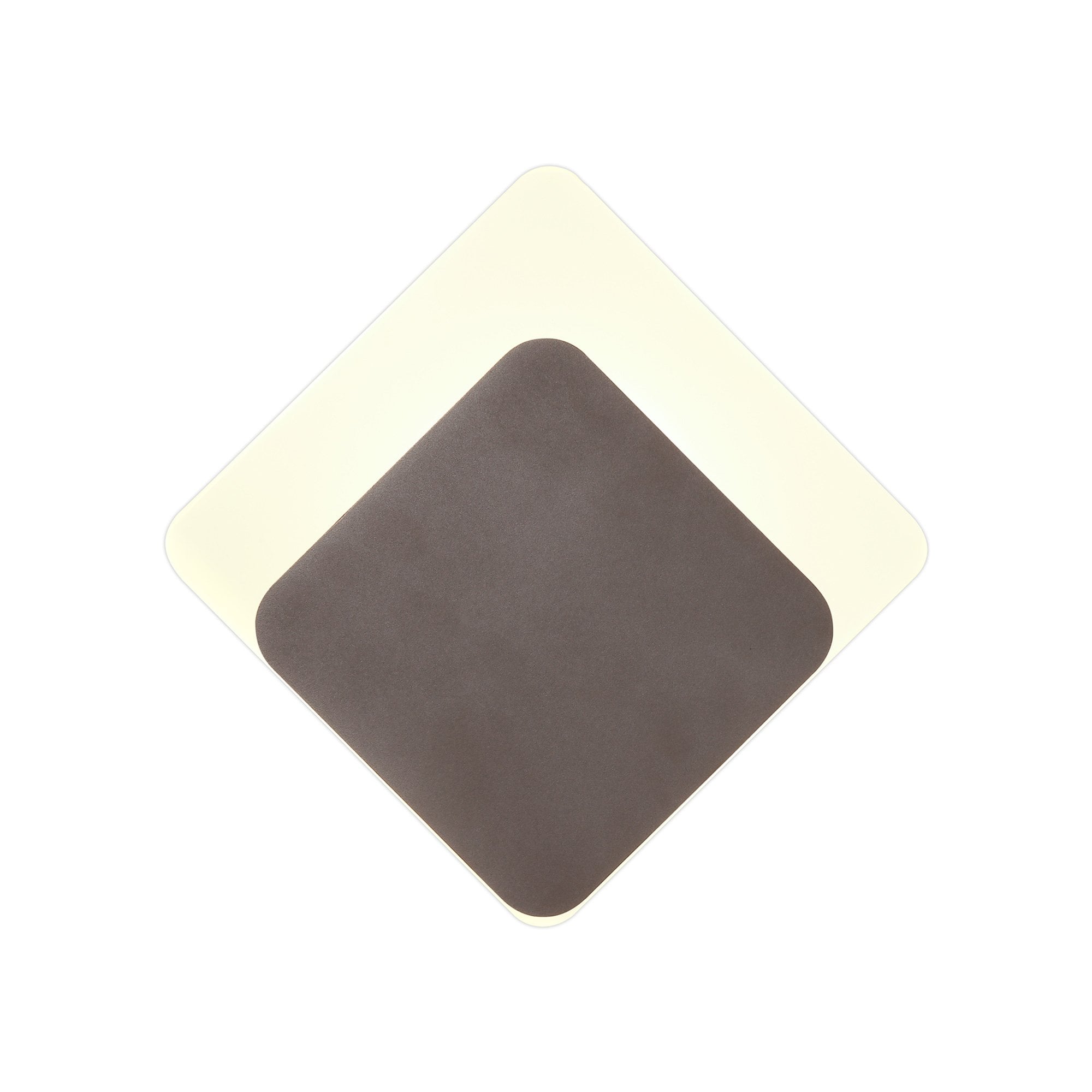 Fabula Kingsley Magnetic Base LED Wall Lamp - 15/19cm Diamond - Bottom Offset - Coffee & Acrylic Frosted Diffuser