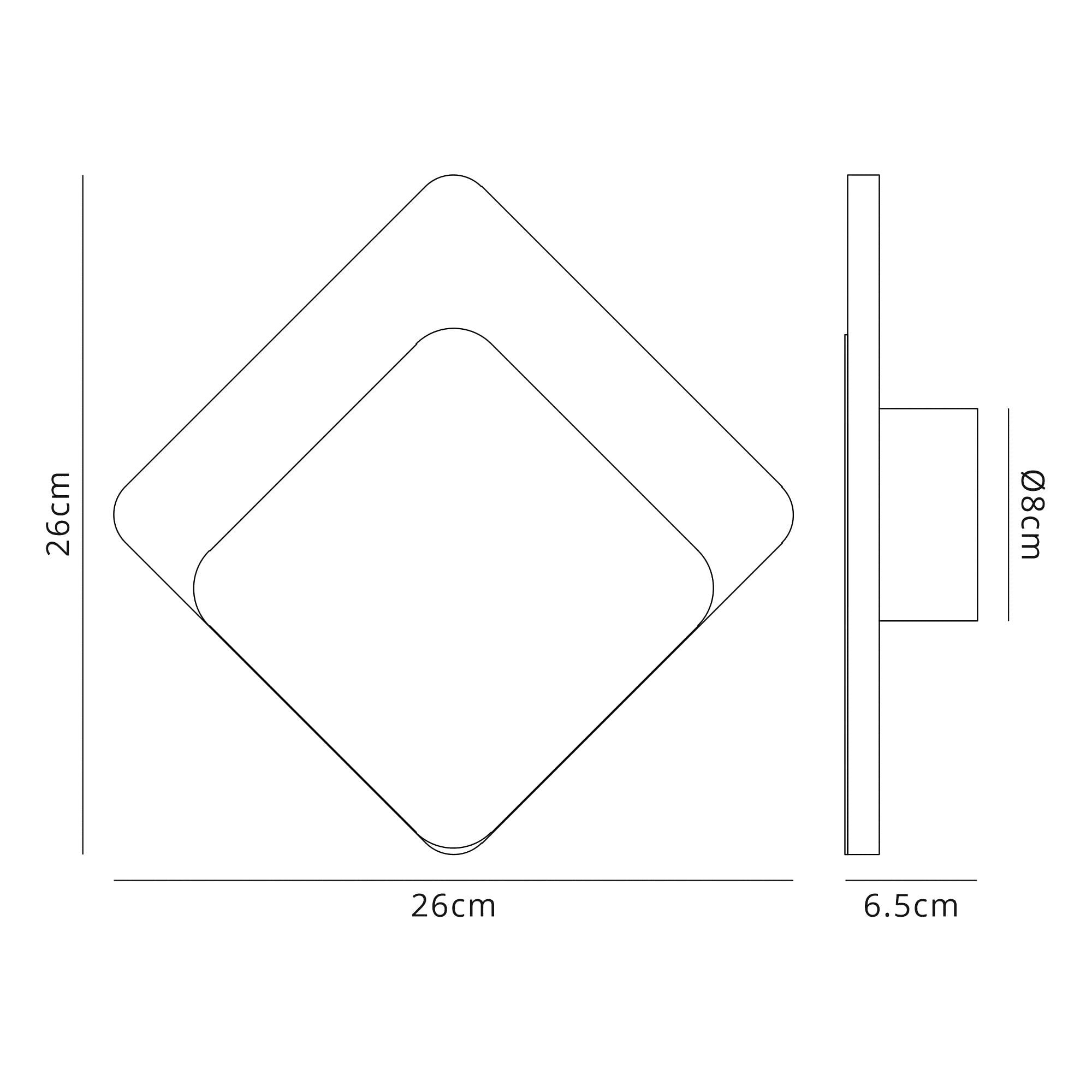 Fabula Kingsley Magnetic Base LED Wall Lamp - 15/19cm Diamond - Bottom Offset - Coffee & Acrylic Frosted Diffuser