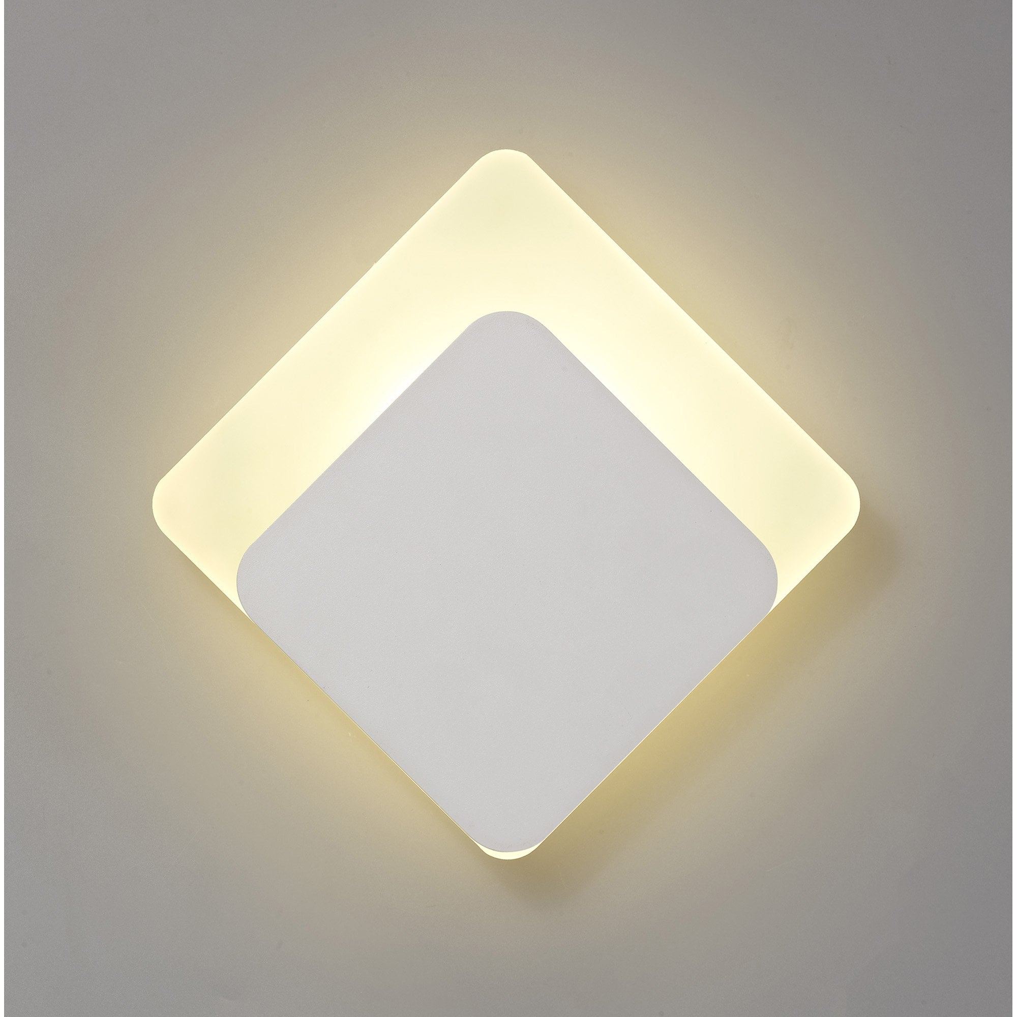 Fabula Kingsley Magnetic Base LED Wall Lamp - 15/19cm Diamond - Bottom Offset - Sand White & Acrylic Frosted Diffuser