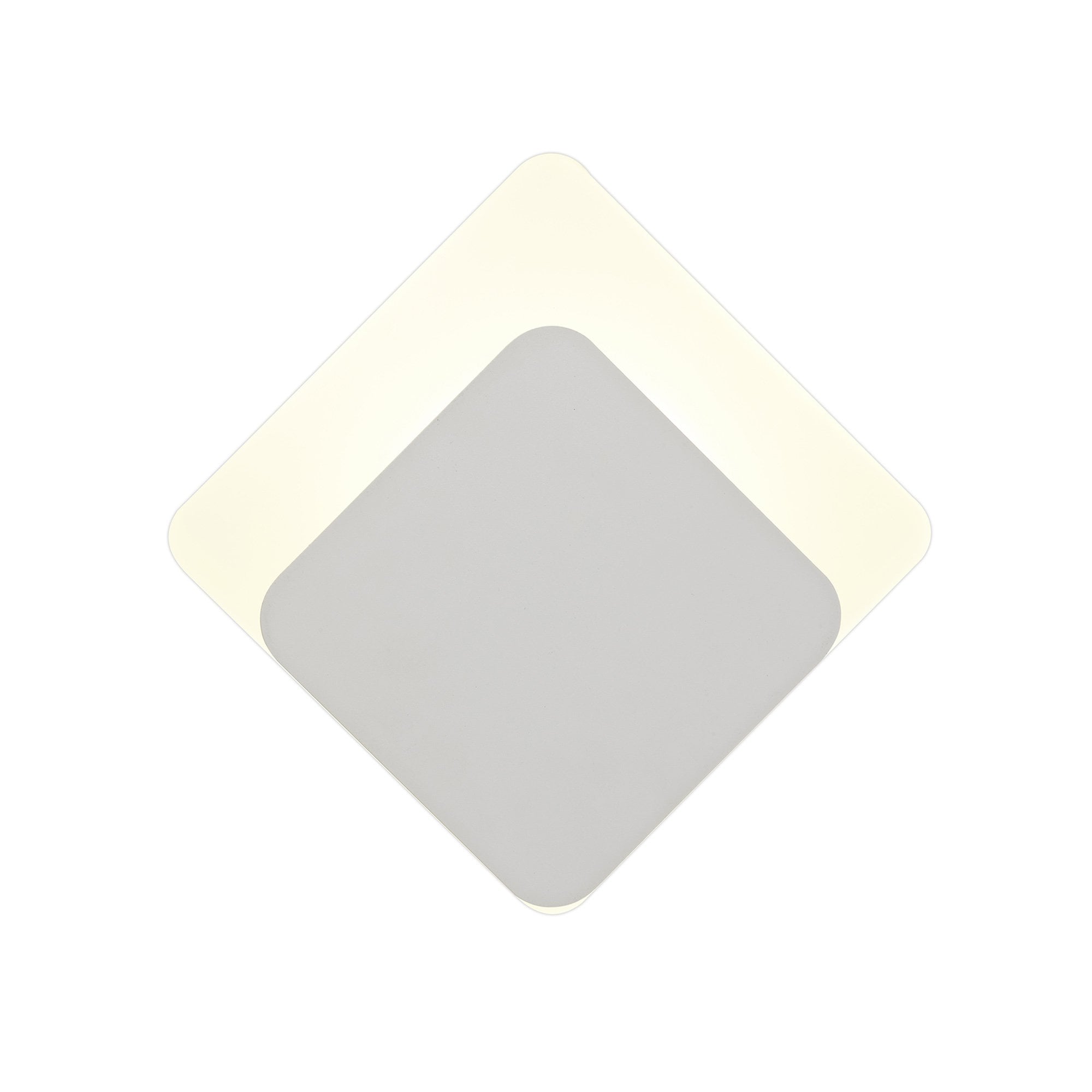 Fabula Kingsley Magnetic Base LED Wall Lamp - 15/19cm Diamond - Bottom Offset - Sand White & Acrylic Frosted Diffuser