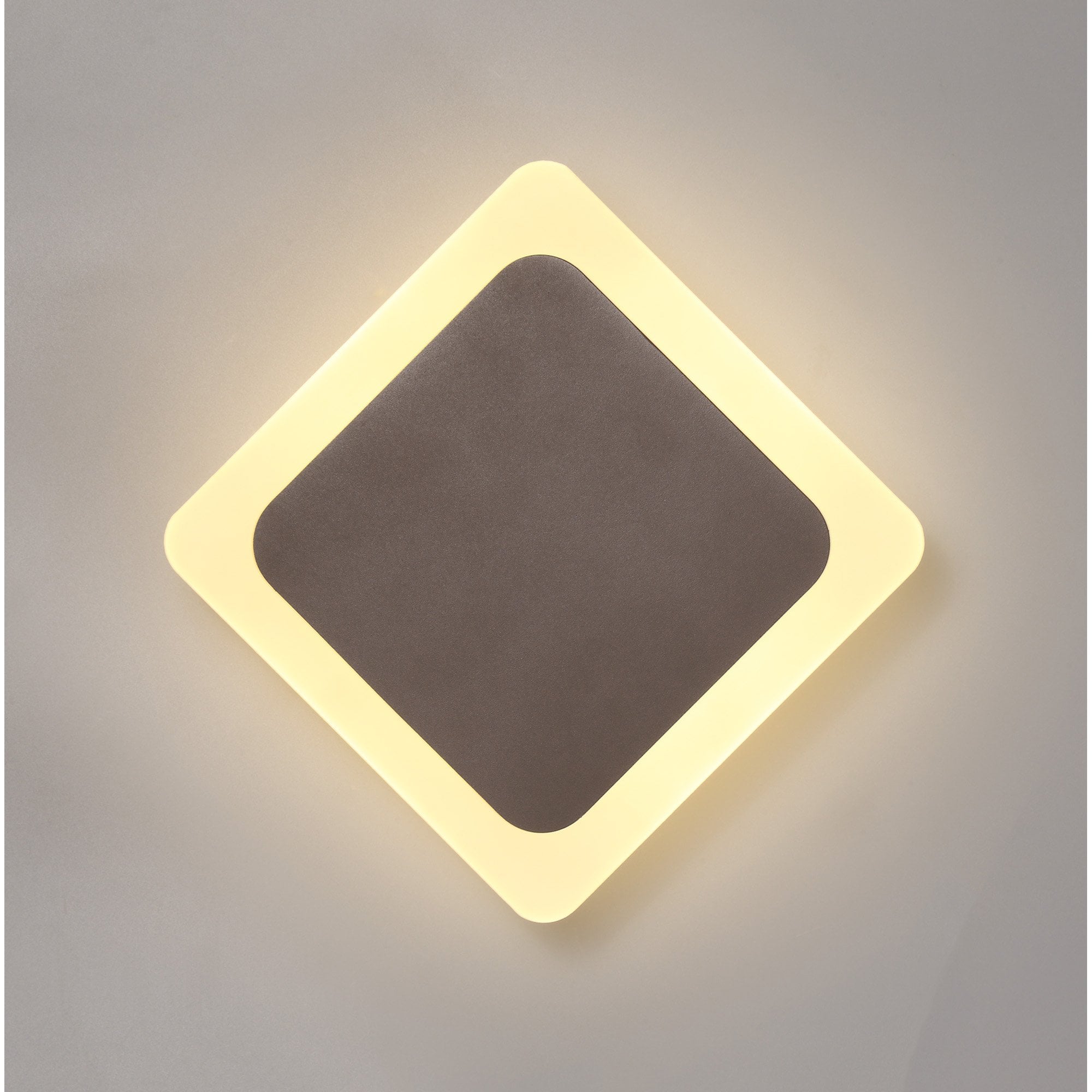 Fabula Kingsley Magnetic Base LED Wall Lamp - 15/19cm Diamond - Central - Coffee & Acrylic Frosted Diffuser