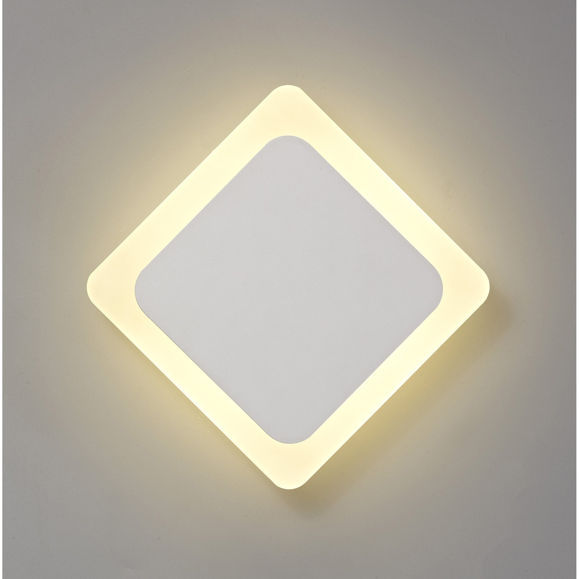Fabula Kingsley Magnetic Base LED Wall Lamp - 15/19cm Diamond - Central - Sand White & Acrylic Frosted Diffuser