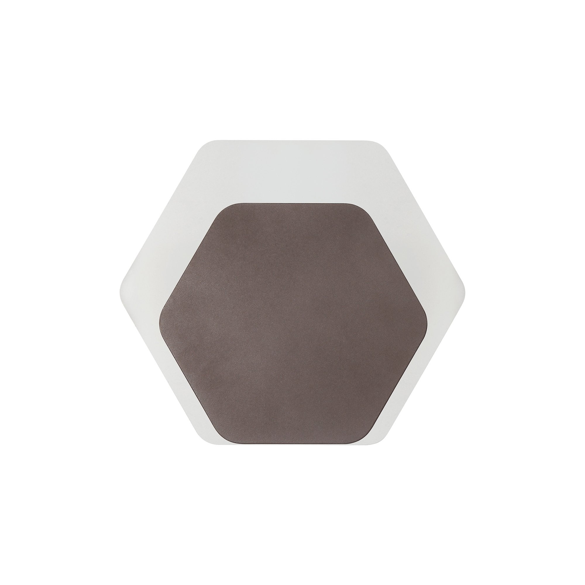 Fabula Kingsley Magnetic Base LED Wall Lamp - 15/19cm Horizontal Hexagonal - Bottom Offset - Coffee & Acrylic Frosted Diffuser