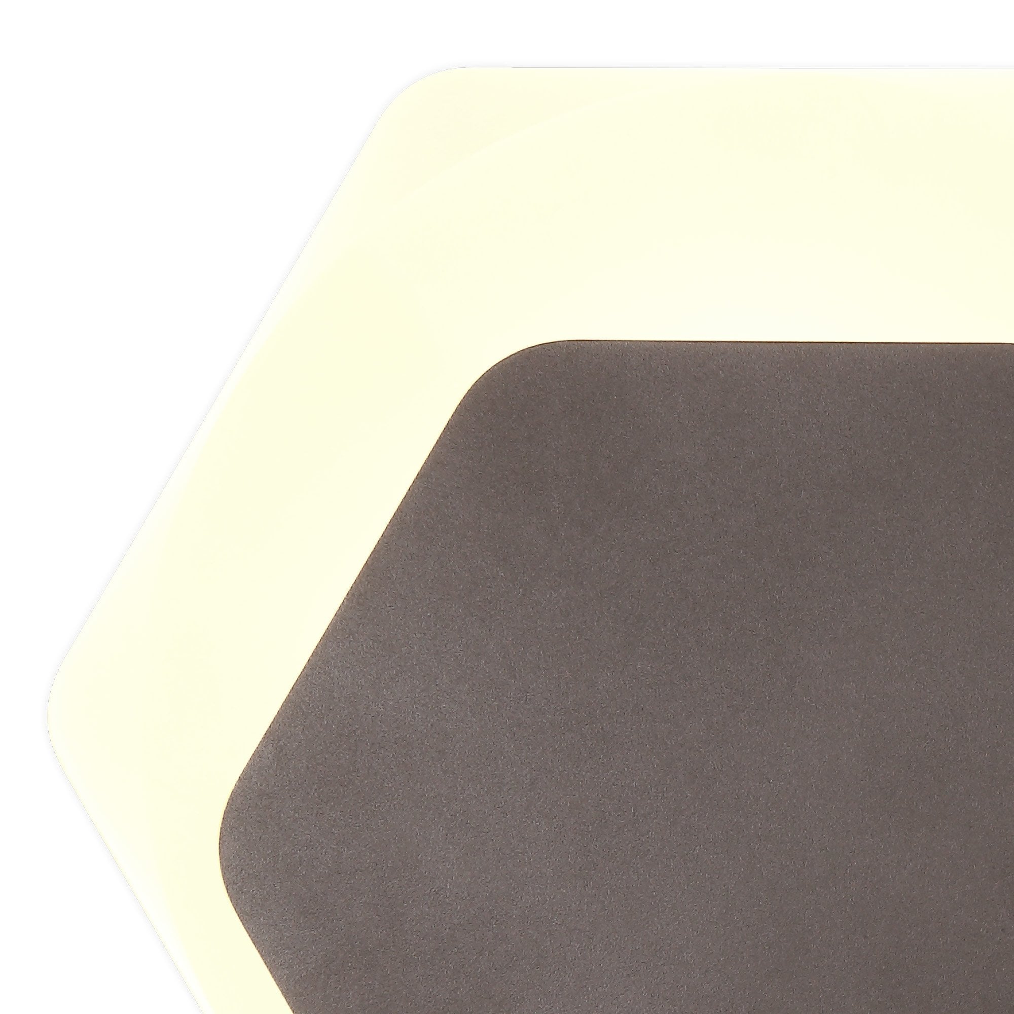 Fabula Kingsley Magnetic Base LED Wall Lamp - 15/19cm Horizontal Hexagonal - Bottom Offset - Coffee & Acrylic Frosted Diffuser