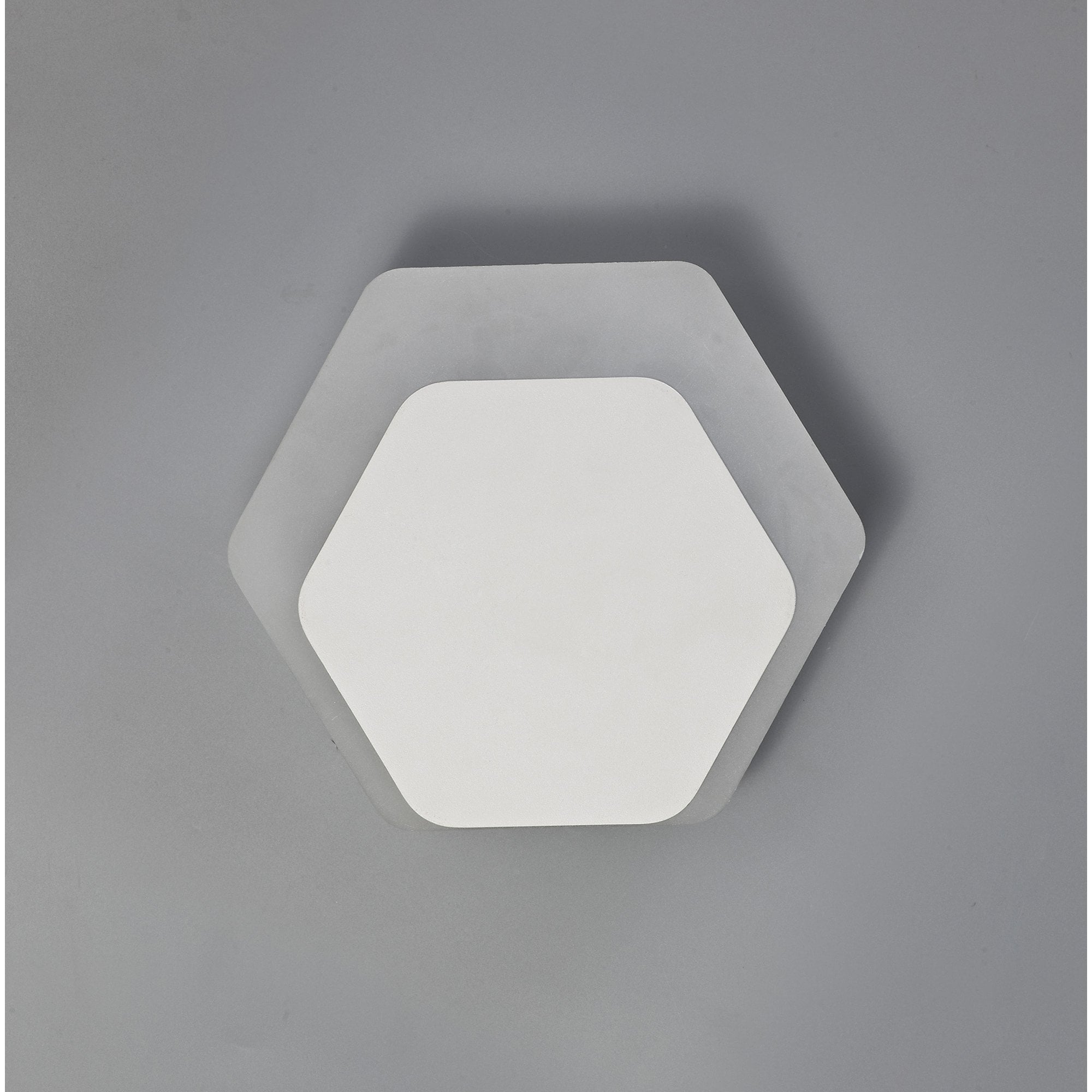 Fabula Kingsley Magnetic Base LED Wall Lamp - 15/19cm Horizontal Hexagonal - Bottom Offset - Sand White & Acrylic Frosted Diffuser