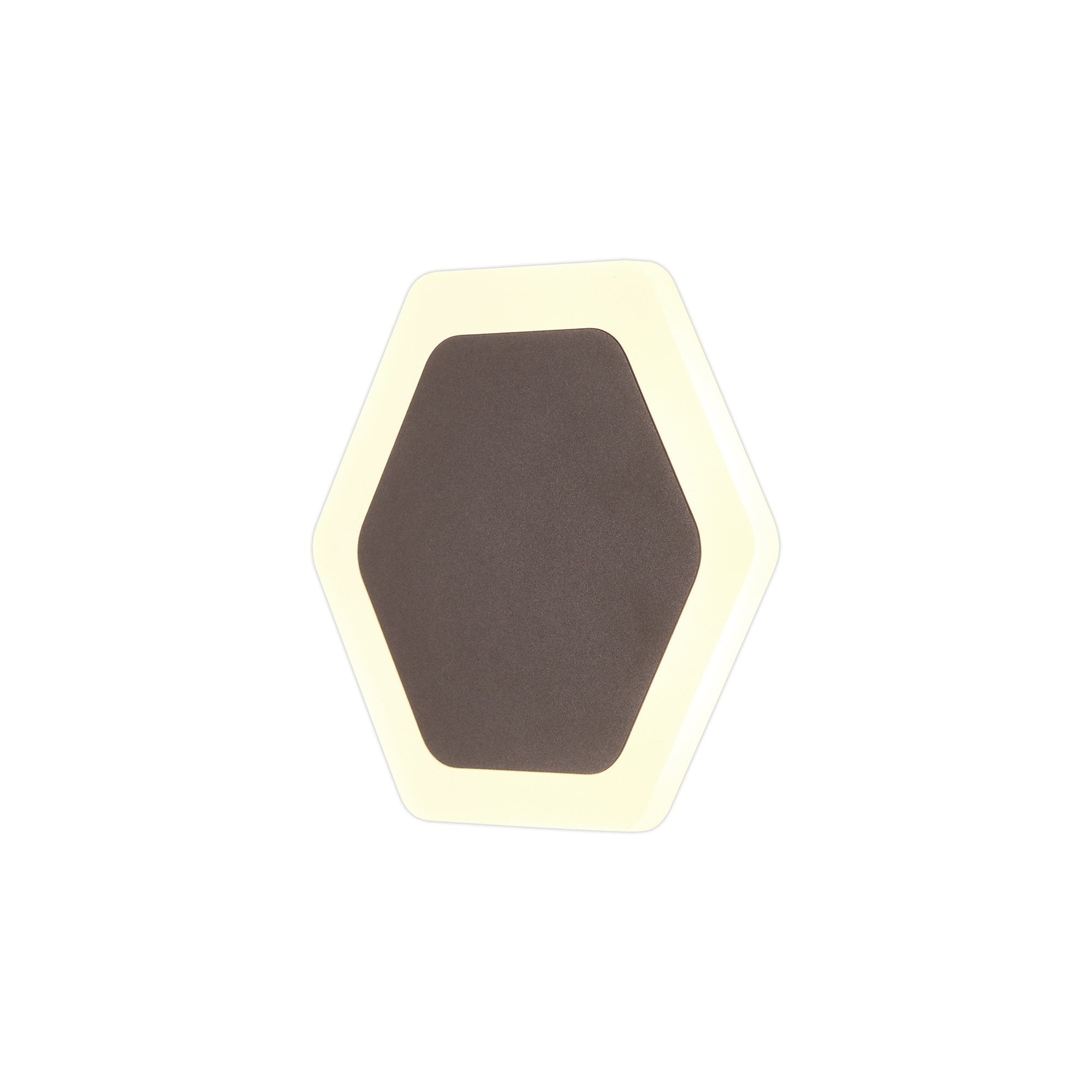 Fabula Kingsley Magnetic Base LED Wall Lamp - 15/19cm Horizontal Hexagonal - Central - Coffee & Acrylic Frosted Diffuser