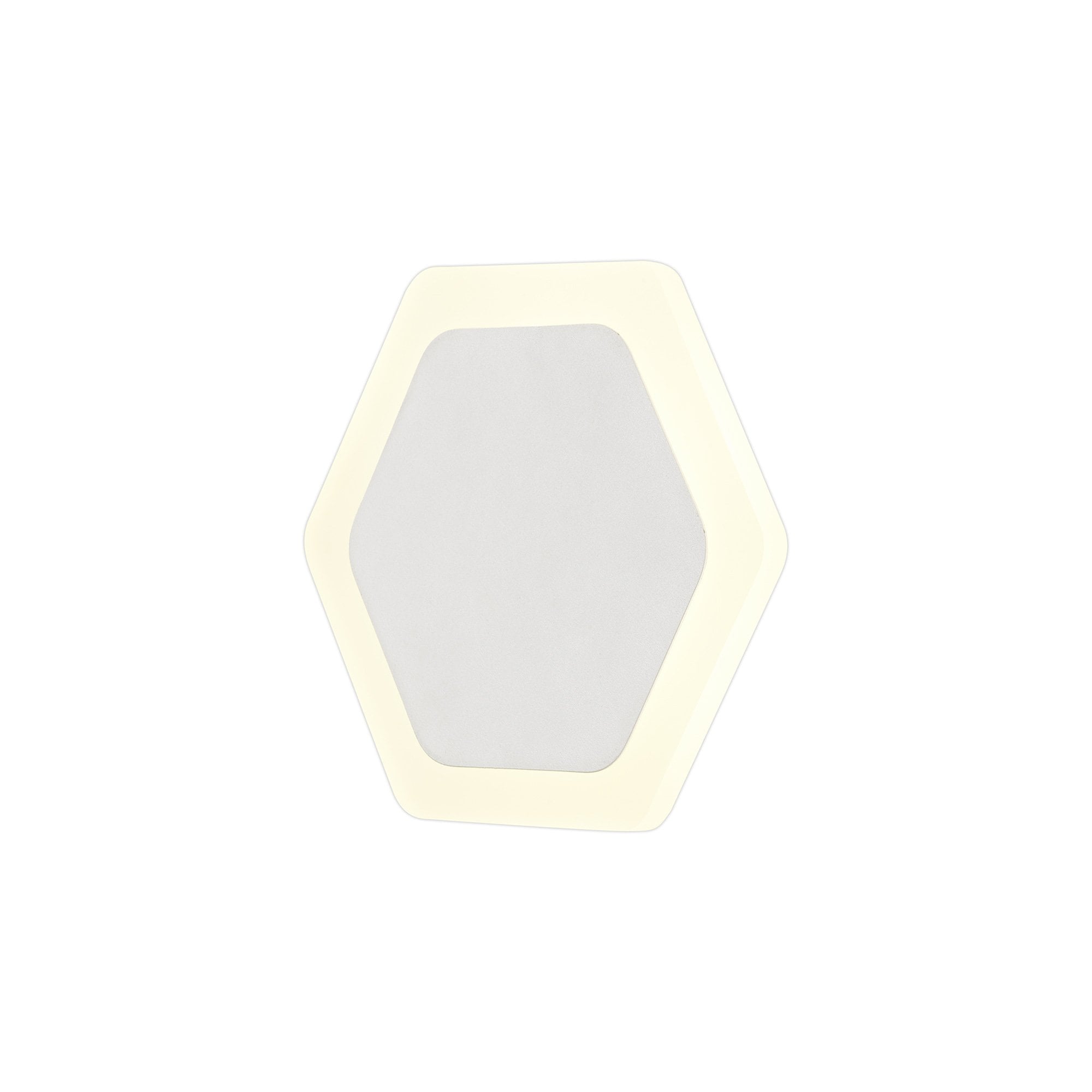 Fabula Kingsley Magnetic Base LED Wall Lamp - 15/19cm Horizontal Hexagonal - Central - Sand White & Acrylic Frosted Diffuser