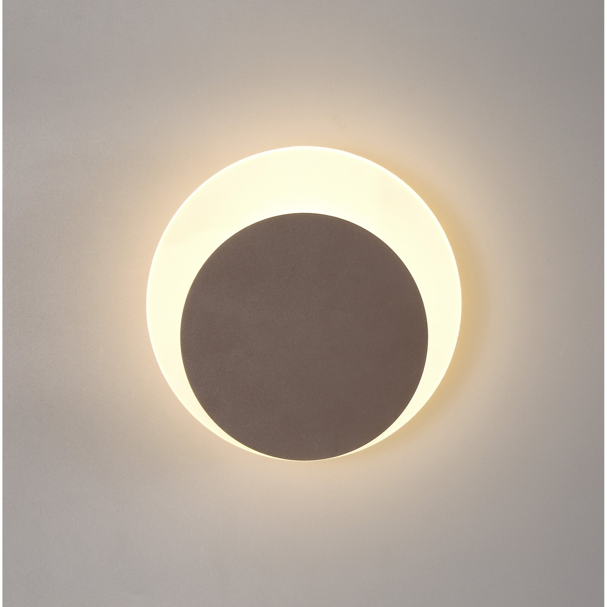 Fabula Kingsley Magnetic Base LED Wall Lamp - 15/19cm Round - Bottom Offset - Coffee & Acrylic Frosted Diffuser