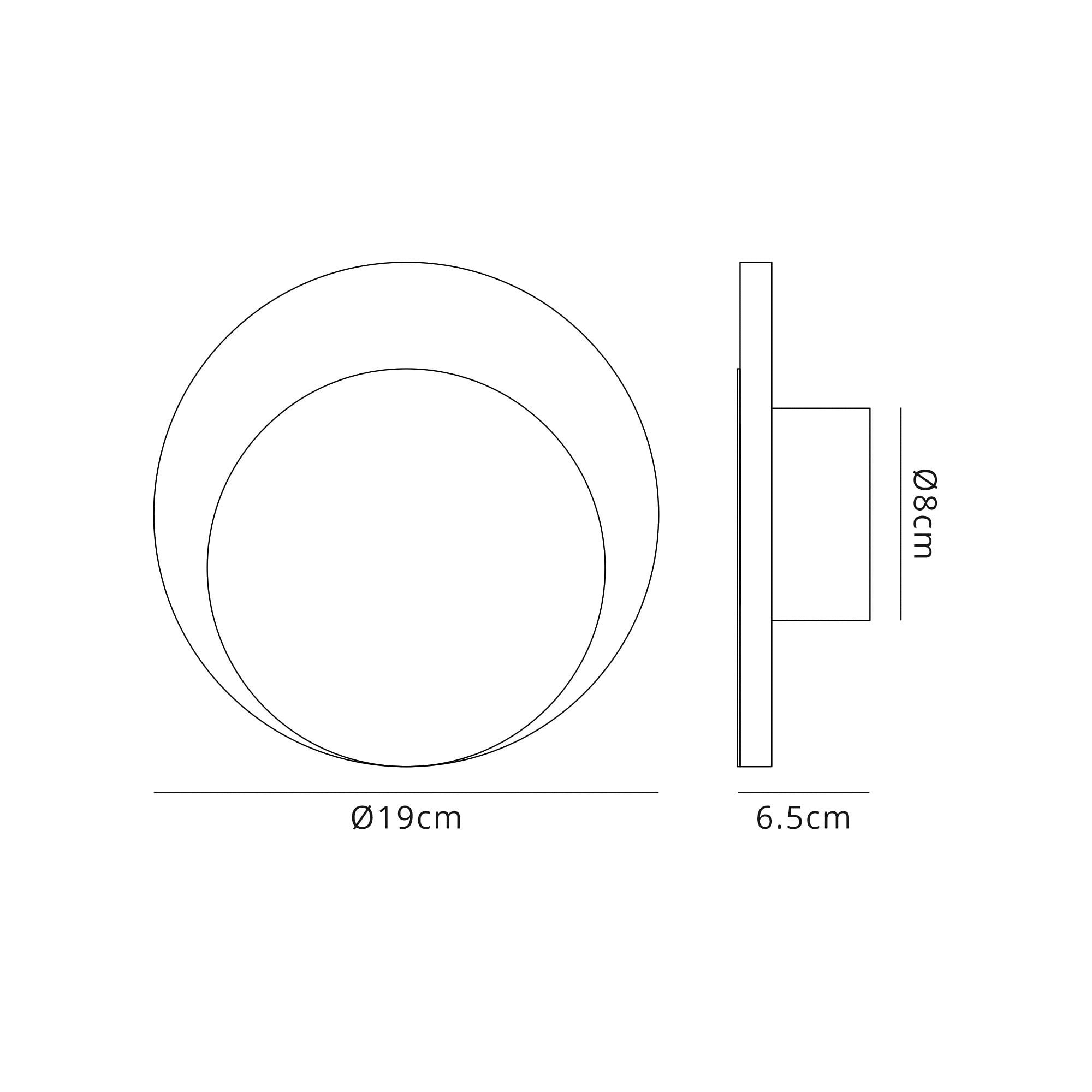 Fabula Kingsley Magnetic Base LED Wall Lamp - 15/19cm Round - Bottom Offset - Coffee & Acrylic Frosted Diffuser
