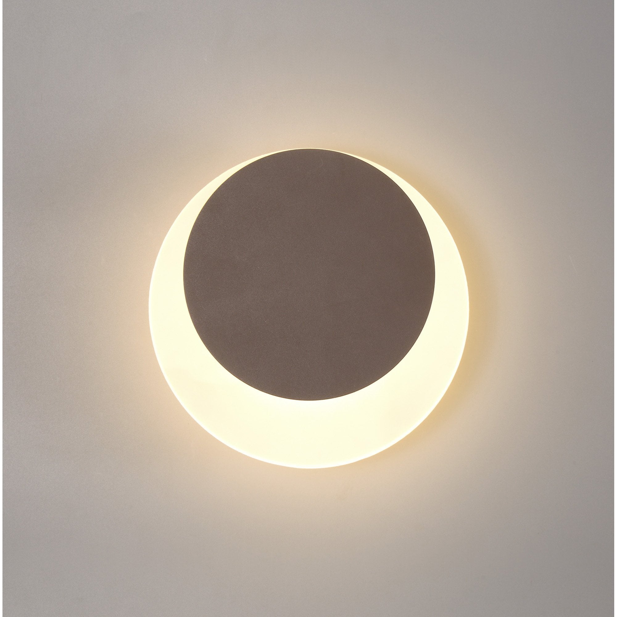 Fabula Kingsley Magnetic Base LED Wall Lamp - 15/19cm Round - Top Offset - Coffee & Acrylic Frosted Diffuser