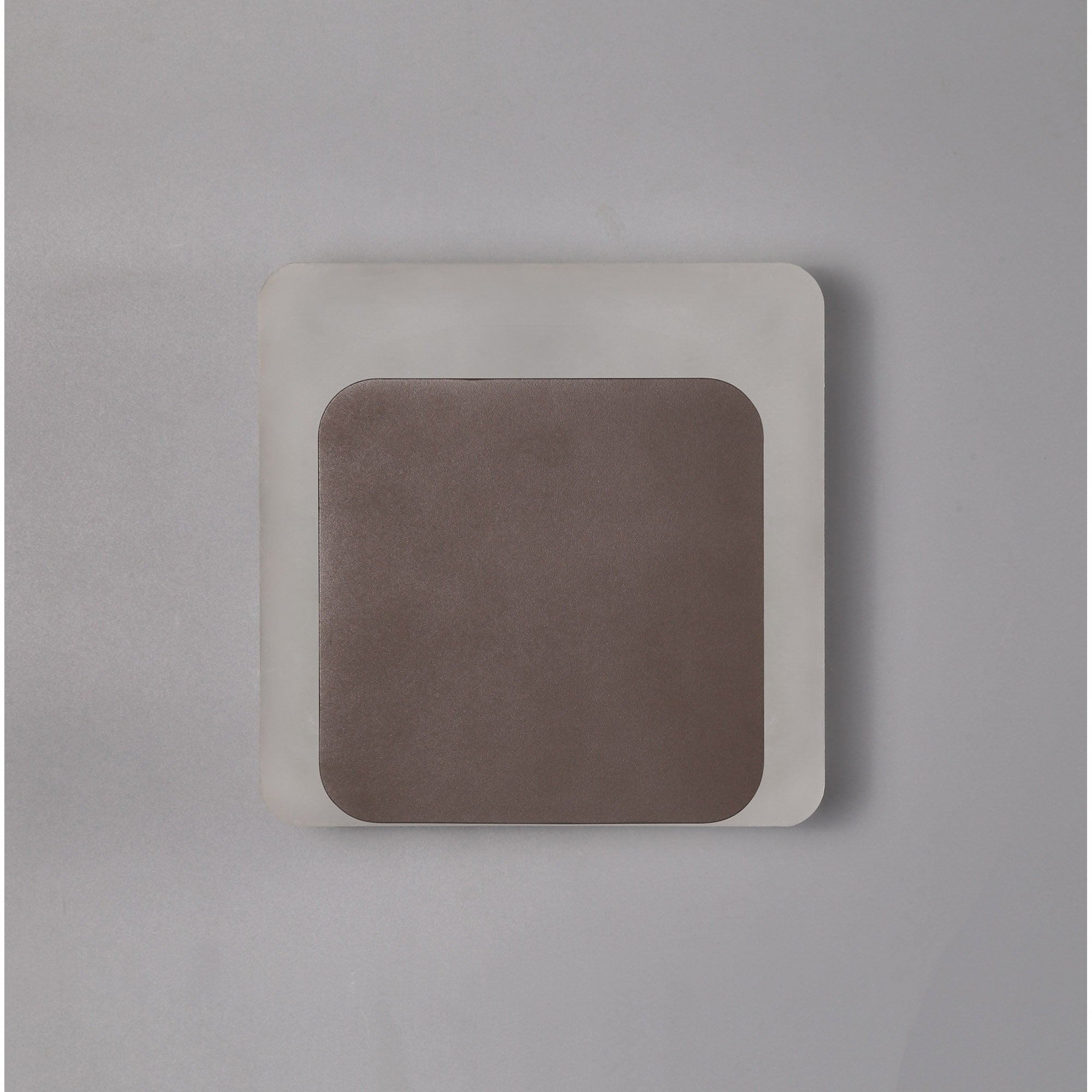 Fabula Kingsley Magnetic Base LED Wall Lamp - 15/19cm Square - Bottom Offset - Coffee & Acrylic Frosted Diffuser