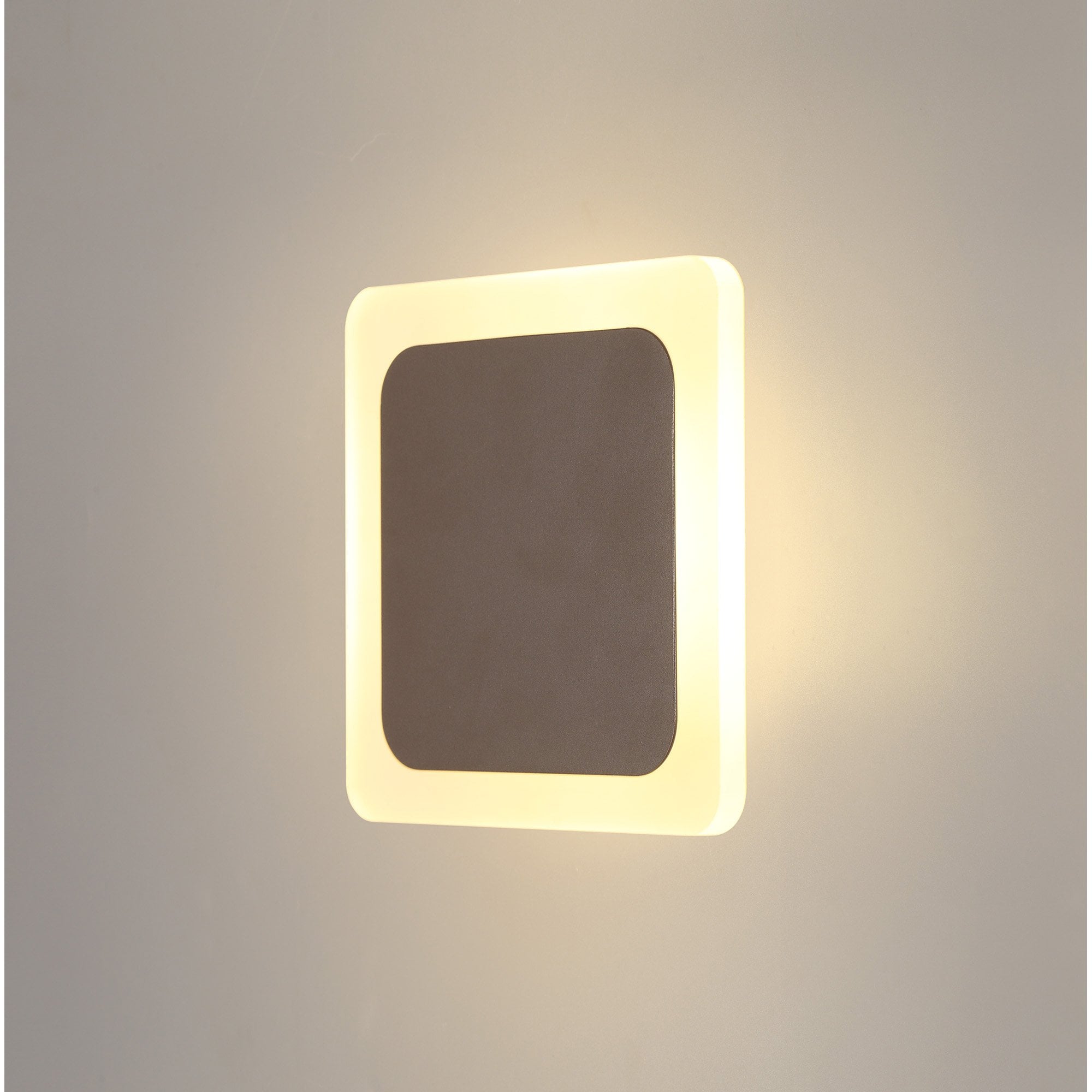 Fabula Kingsley Magnetic Base LED Wall Lamp - 15/19cm Square - Central - Coffee & Acrylic Frosted Diffuser