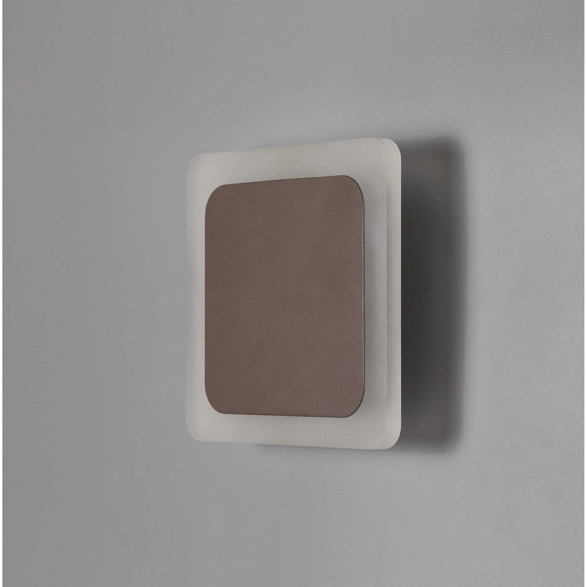 Fabula Kingsley Magnetic Base LED Wall Lamp - 15/19cm Square - Central - Coffee & Acrylic Frosted Diffuser