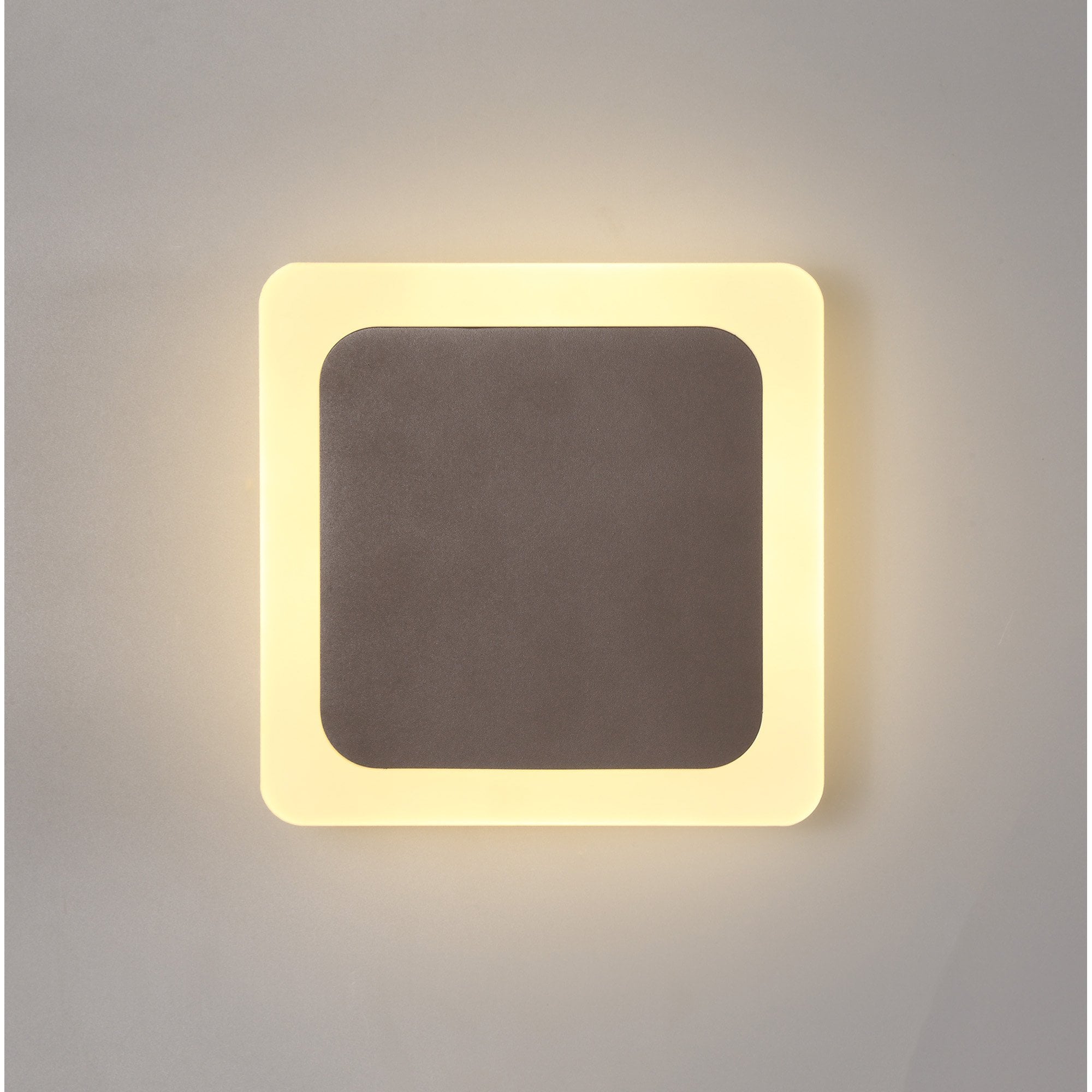 Fabula Kingsley Magnetic Base LED Wall Lamp - 15/19cm Square - Central - Coffee & Acrylic Frosted Diffuser