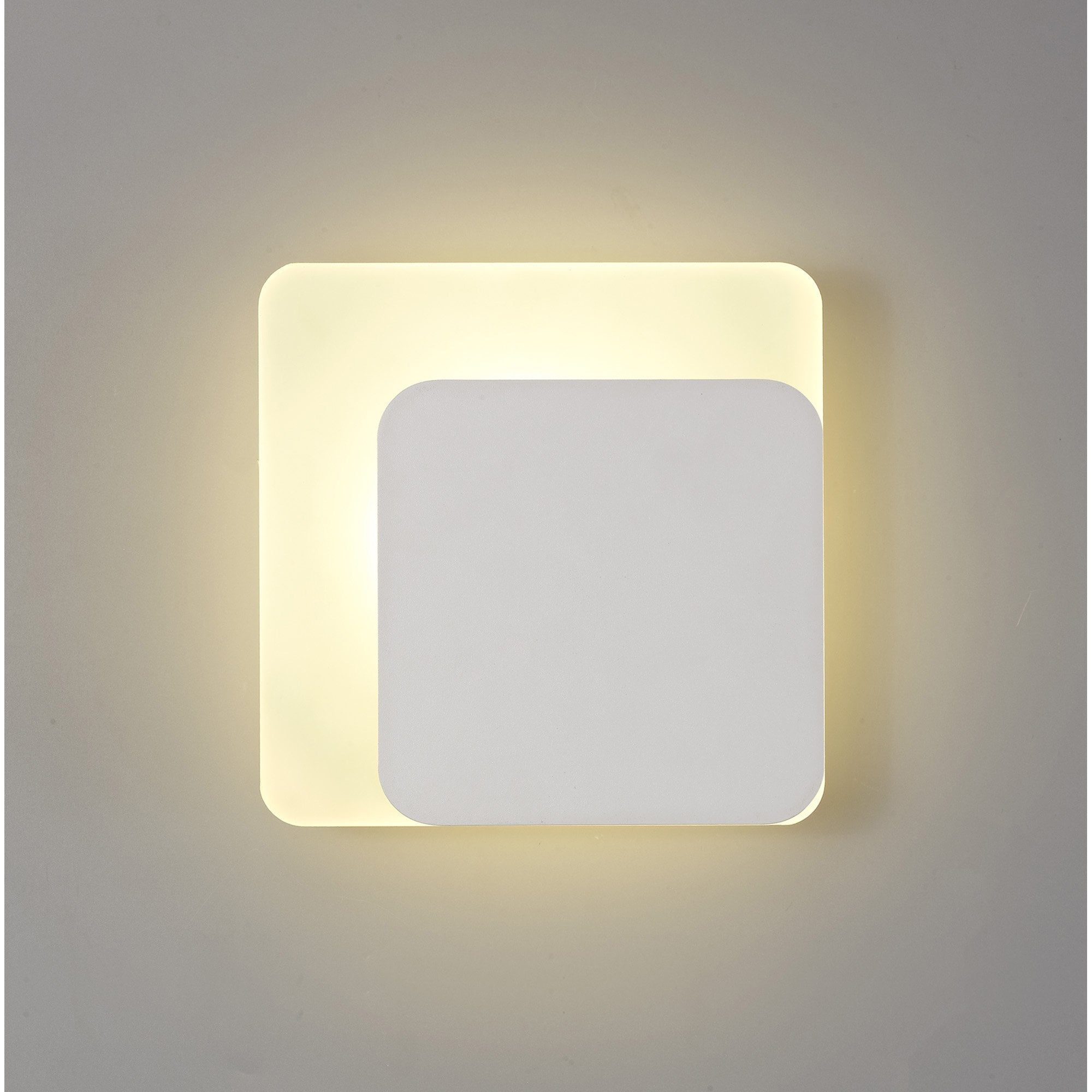 Fabula Kingsley Magnetic Base LED Wall Lamp - 15/19cm Square - Right Offset - Sand White & Acrylic Frosted Diffuser