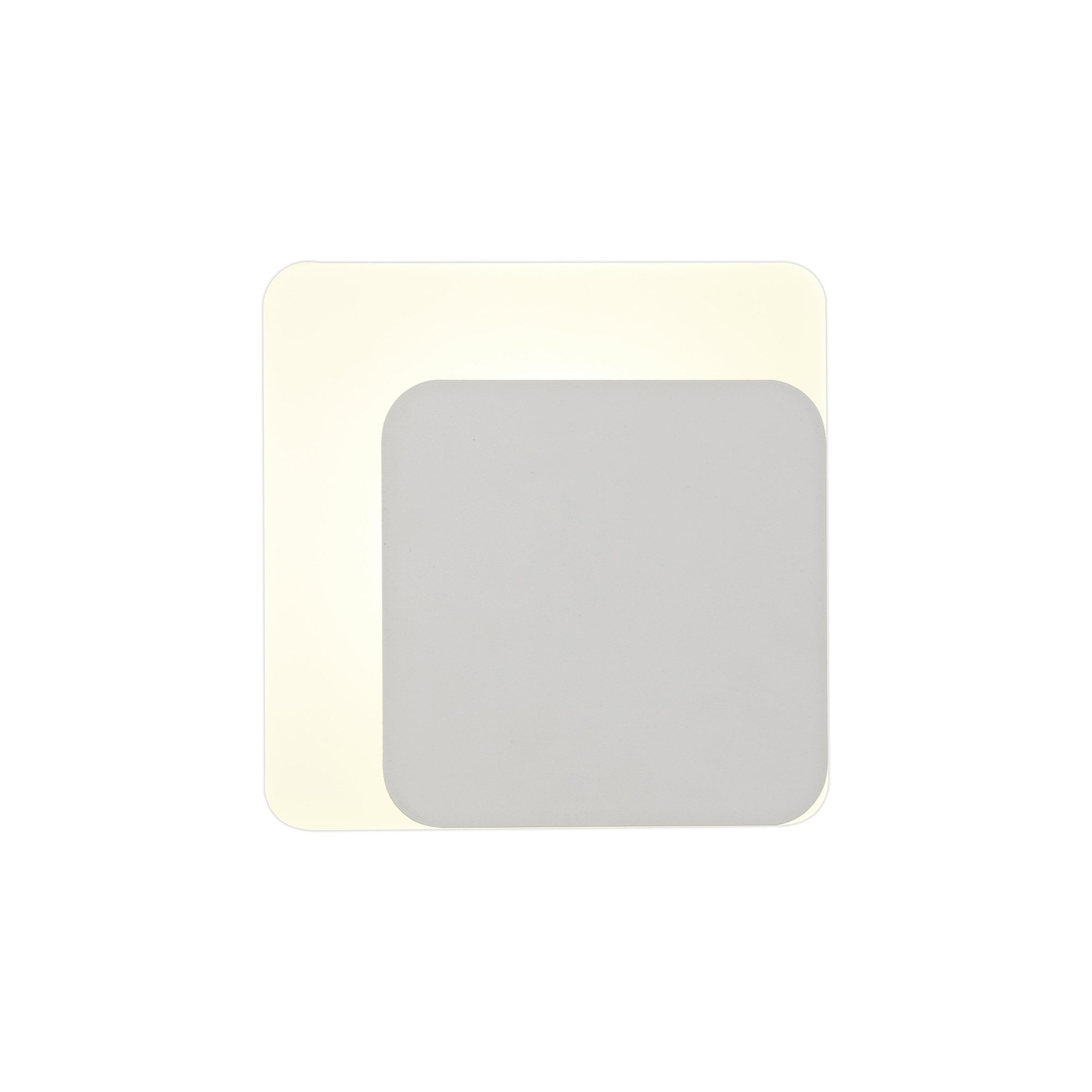 Fabula Kingsley Magnetic Base LED Wall Lamp - 15/19cm Square - Right Offset - Sand White & Acrylic Frosted Diffuser