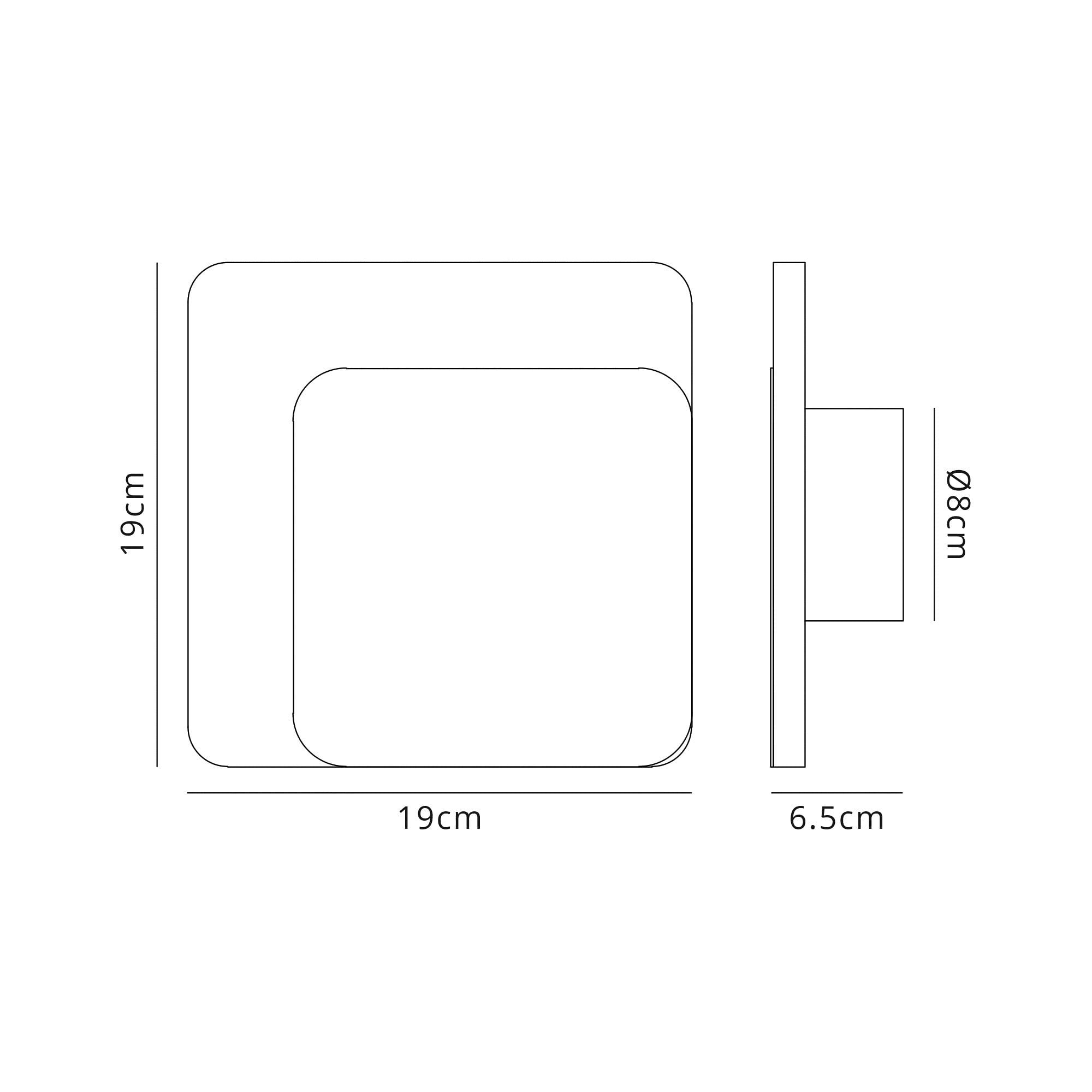 Fabula Kingsley Magnetic Base LED Wall Lamp - 15/19cm Square - Right Offset - Sand White & Acrylic Frosted Diffuser