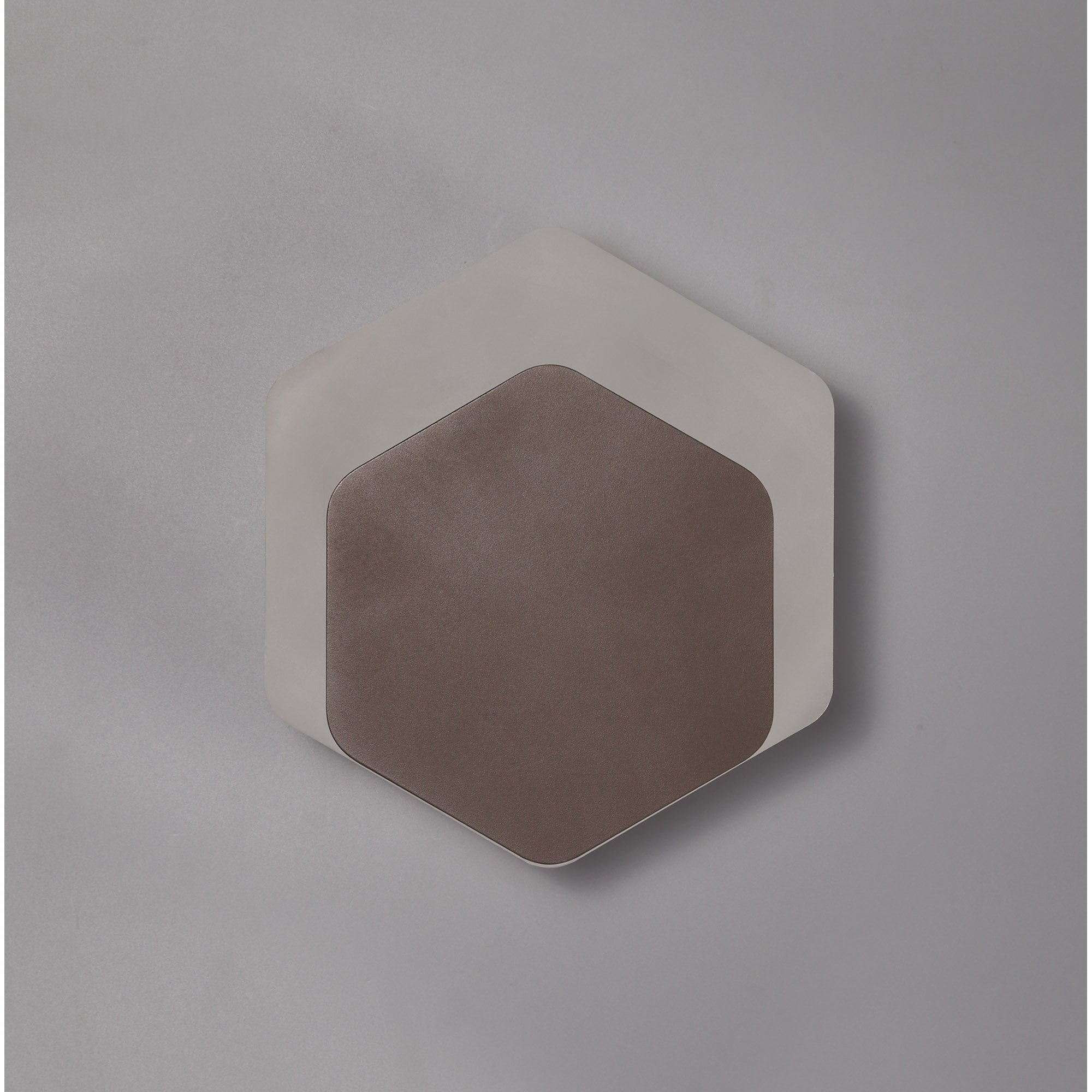 Fabula Kingsley Magnetic Base LED Wall Lamp - 15/19cm Vertical Hexagonal - Bottom Offset - Coffee & Acrylic Frosted Diffuser