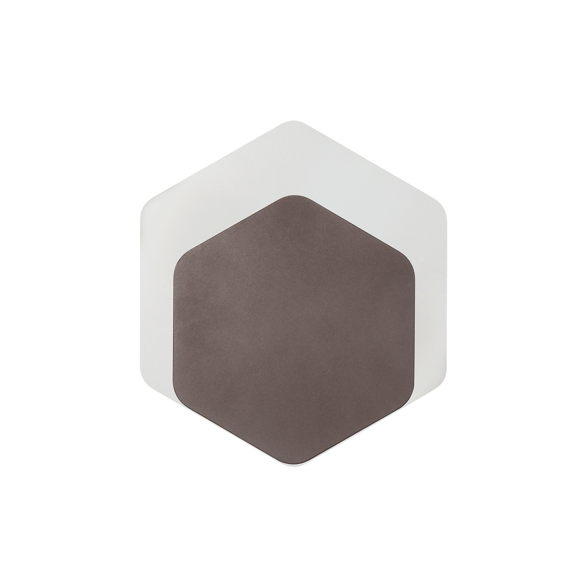 Fabula Kingsley Magnetic Base LED Wall Lamp - 15/19cm Vertical Hexagonal - Bottom Offset - Coffee & Acrylic Frosted Diffuser