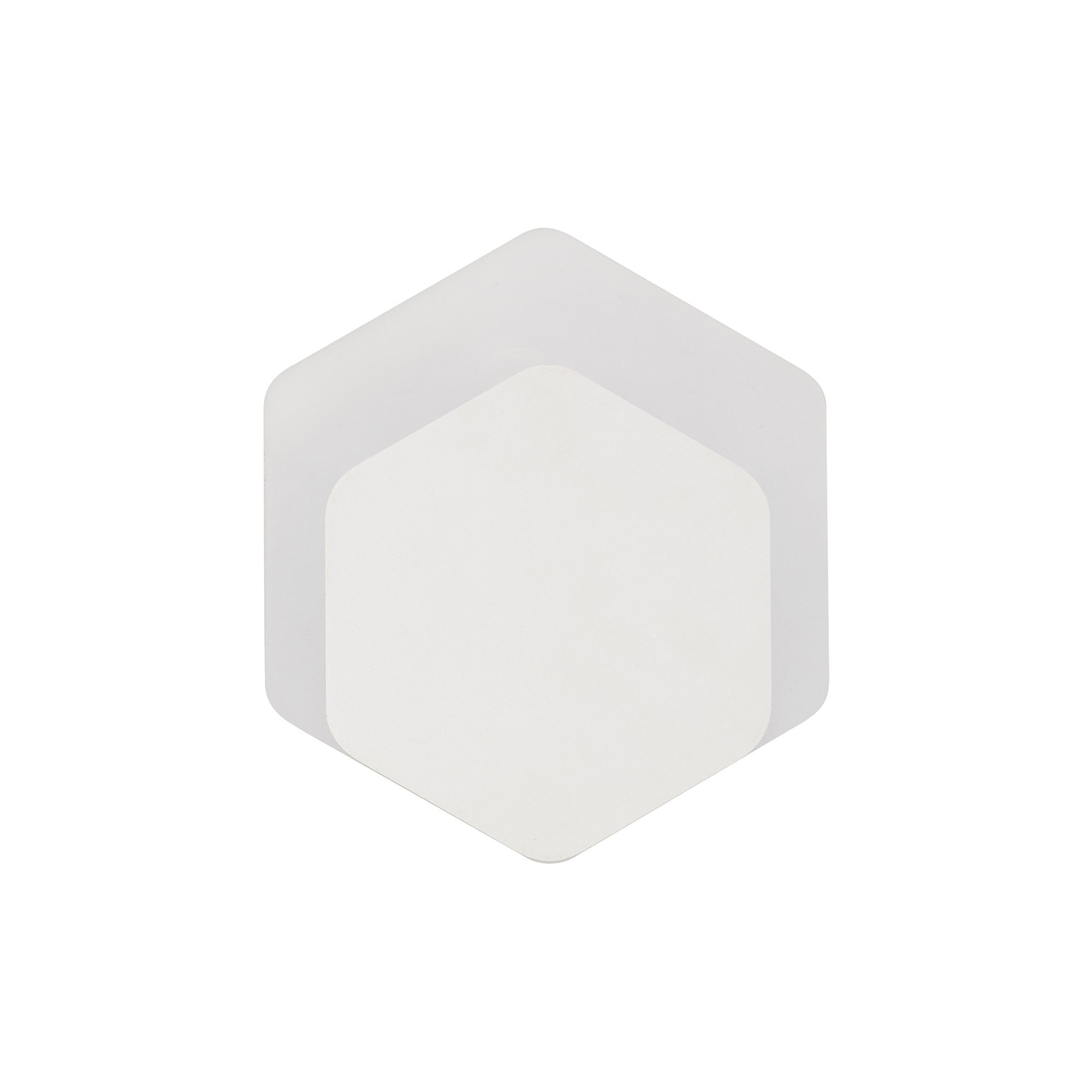 Fabula Kingsley Magnetic Base LED Wall Lamp - 15/19cm Vertical Hexagonal - Bottom Offset - Sand White & Acrylic Frosted Diffuser