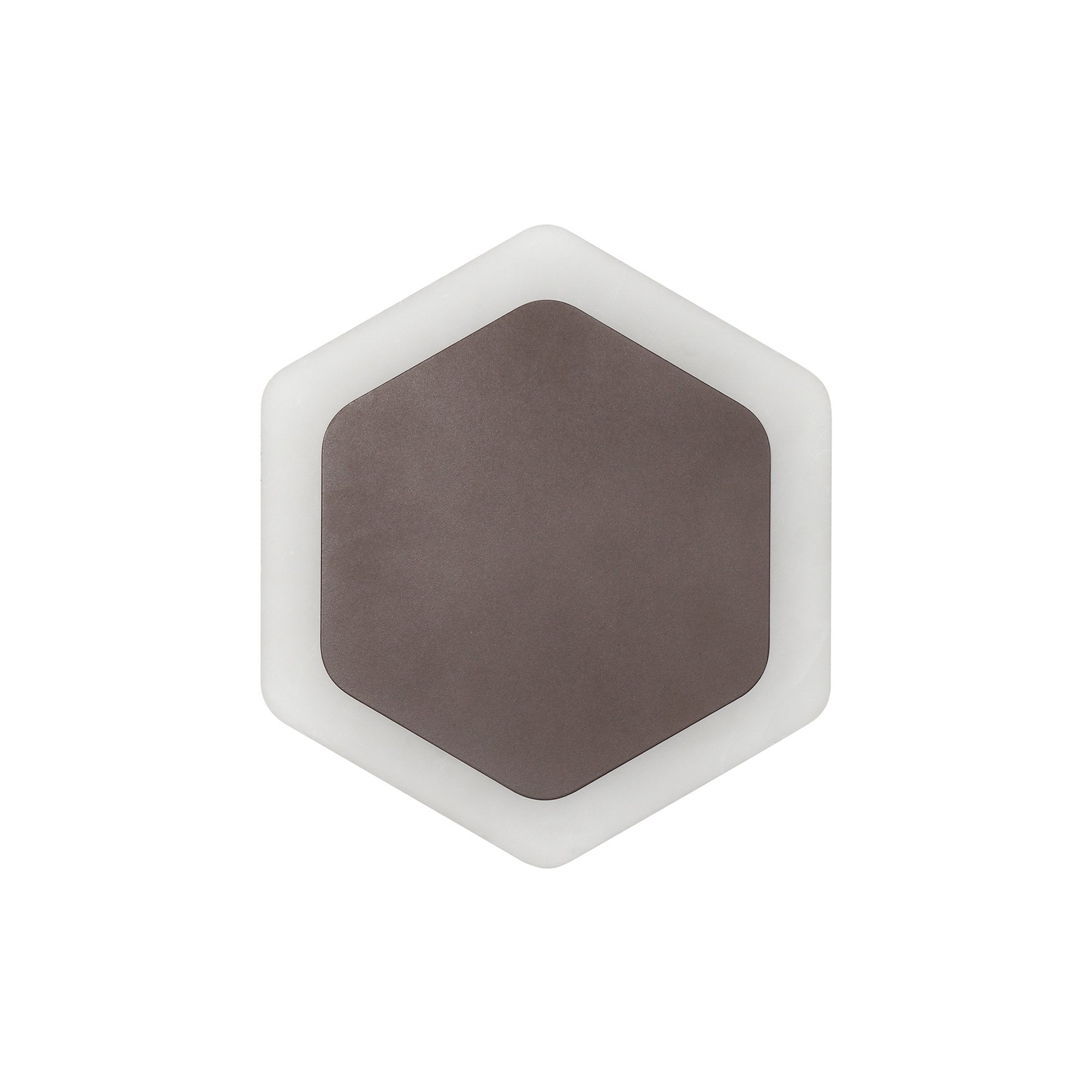 Fabula Kingsley Magnetic Base LED Wall Lamp - 15/19cm Vertical Hexagonal - Central - Coffee & Acrylic Frosted Diffuser
