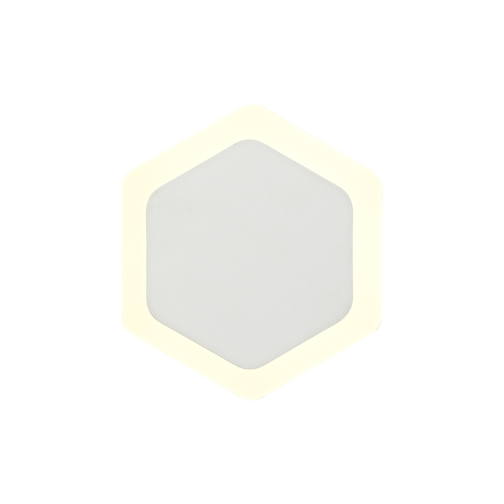 Fabula Kingsley Magnetic Base LED Wall Lamp - 15/19cm Vertical Hexagonal - Central - Sand White & Acrylic Frosted Diffuser