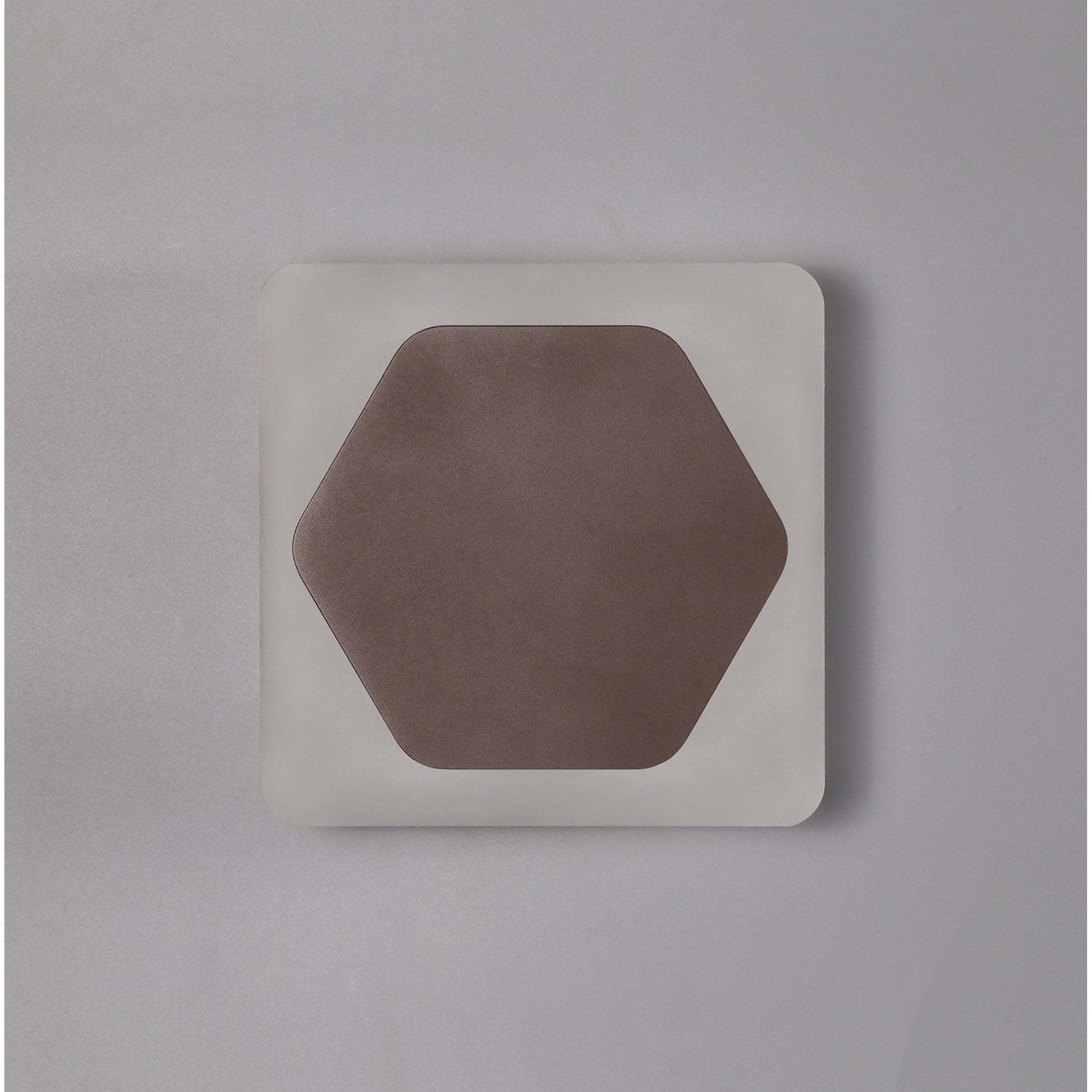 Fabula Kingsley Magnetic Base LED Wall Lamp - 15cm Horizontal Hexagonal / 19cm Square - Central - Coffee & Acrylic Frosted Diffuser