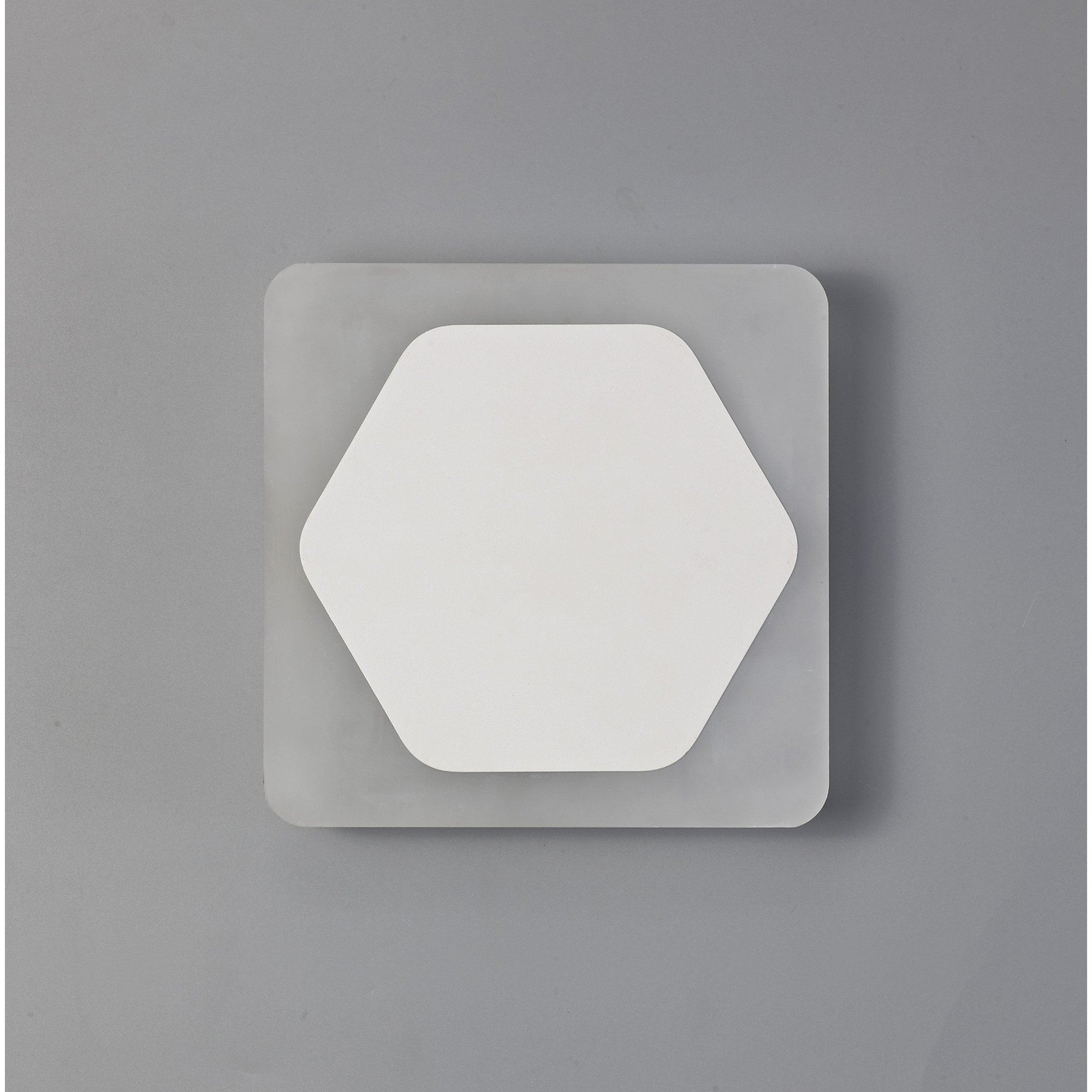 Fabula Kingsley Magnetic Base LED Wall Lamp - 15cm Horizontal Hexagonal / 19cm Square - Central - Sand White & Acrylic Frosted Diffuser