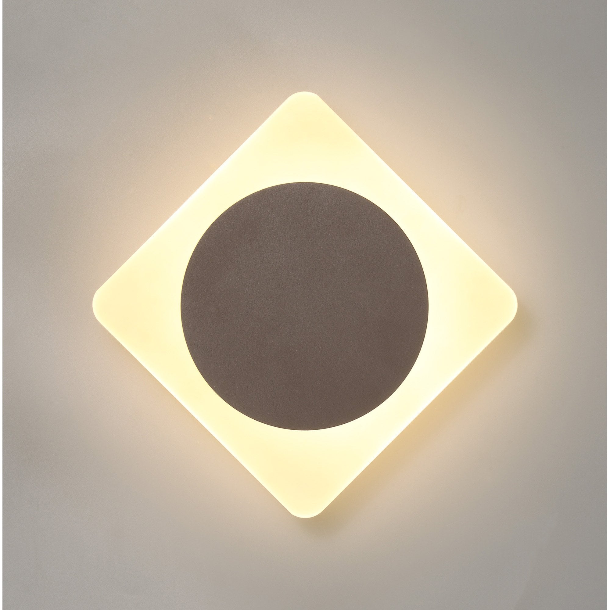 Fabula Kingsley Magnetic Base LED Wall Lamp - 15cm Round 19cm Diamond - Central - Coffee & Acrylic Frosted Diffuser