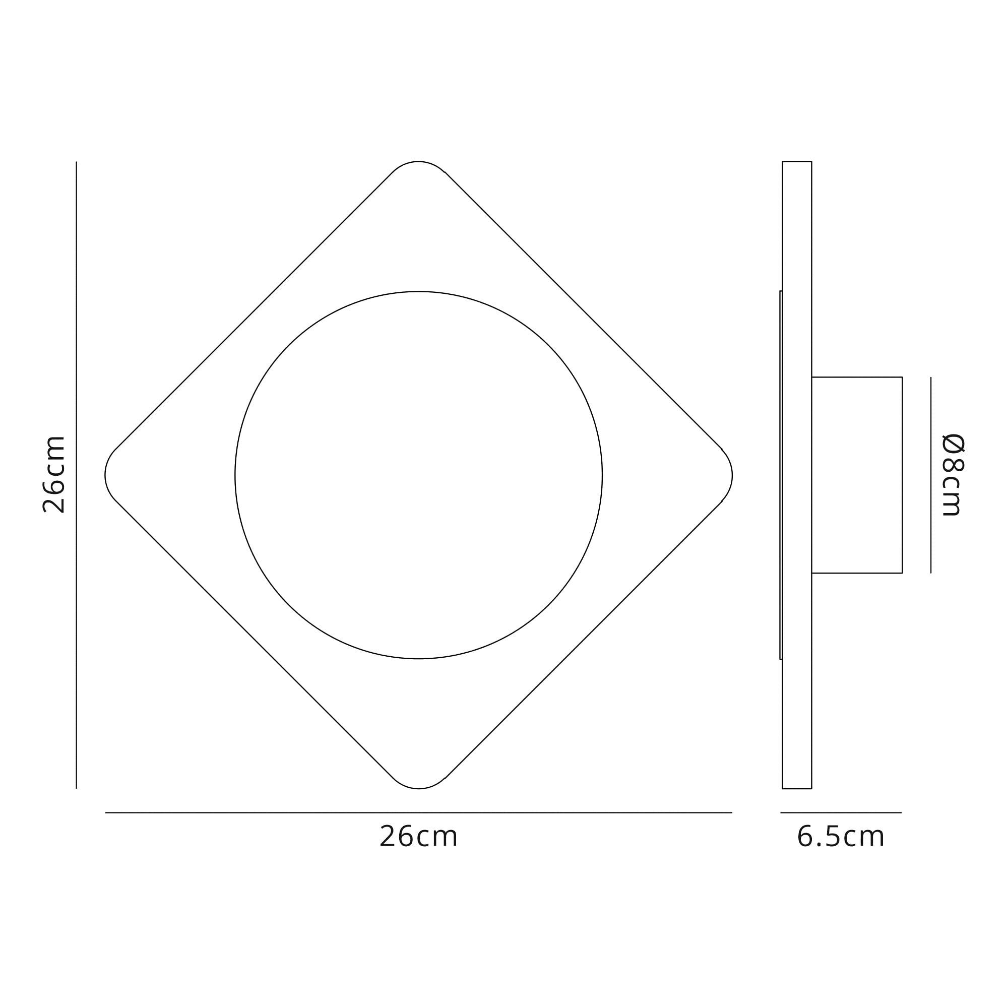 Fabula Kingsley Magnetic Base LED Wall Lamp - 15cm Round 19cm Diamond - Central - Coffee & Acrylic Frosted Diffuser