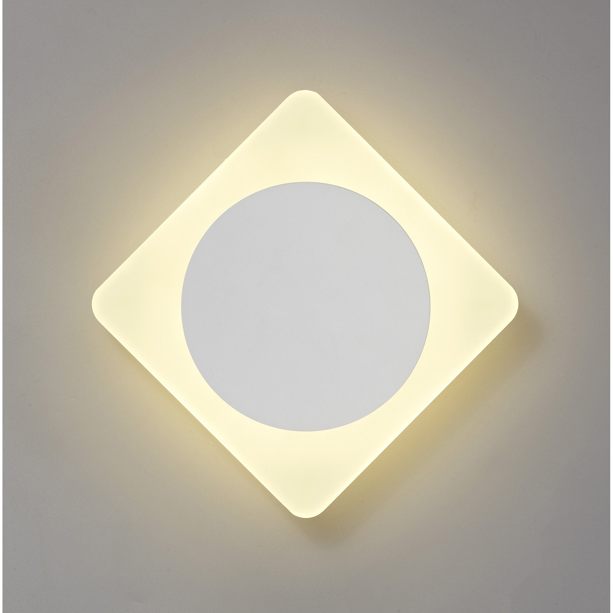 Fabula Kingsley Magnetic Base LED Wall Lamp - 15cm Round 19cm Diamond - Central - Sand White & Acrylic Frosted Diffuser
