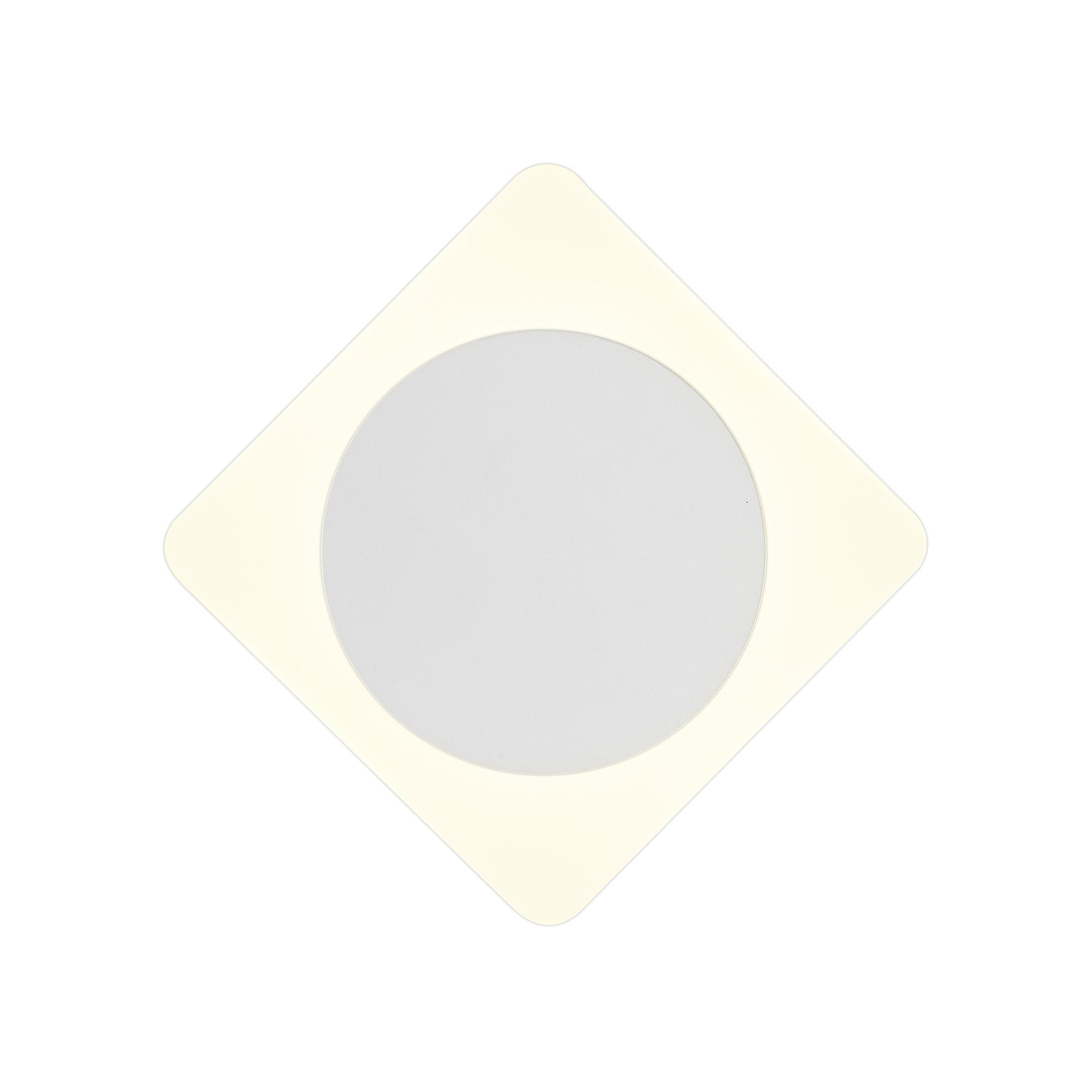 Fabula Kingsley Magnetic Base LED Wall Lamp - 15cm Round 19cm Diamond - Central - Sand White & Acrylic Frosted Diffuser