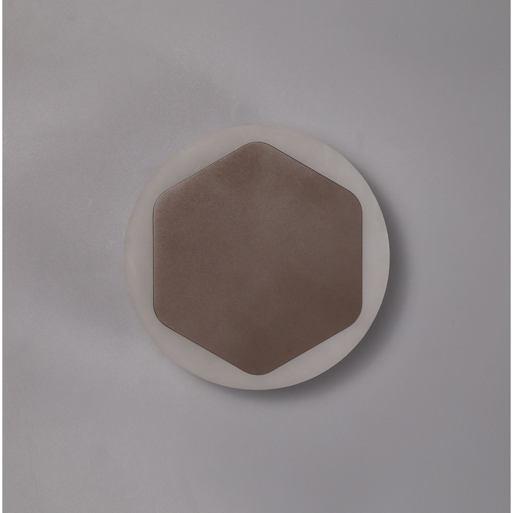 Fabula Kingsley Magnetic Base LED Wall Lamp - 15cm Vertical Hexagonal / 19cm Round - Central - Coffee & Acrylic Frosted Diffuser